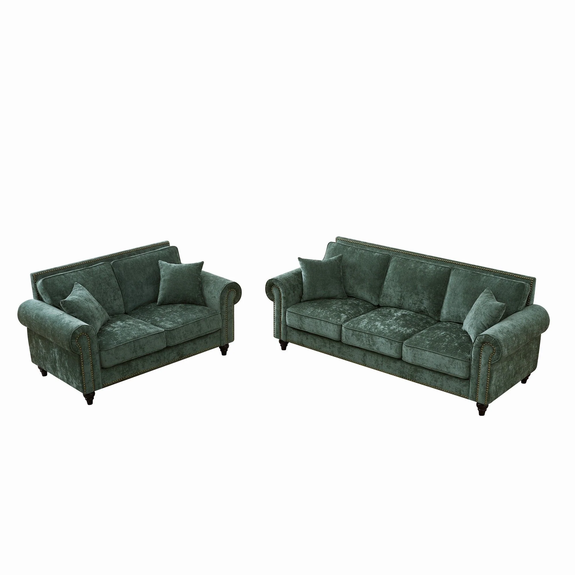 Modern 3 And 2 Seater Sofa With Rolled Arms, Tufted Upholstered Couch - Image 22