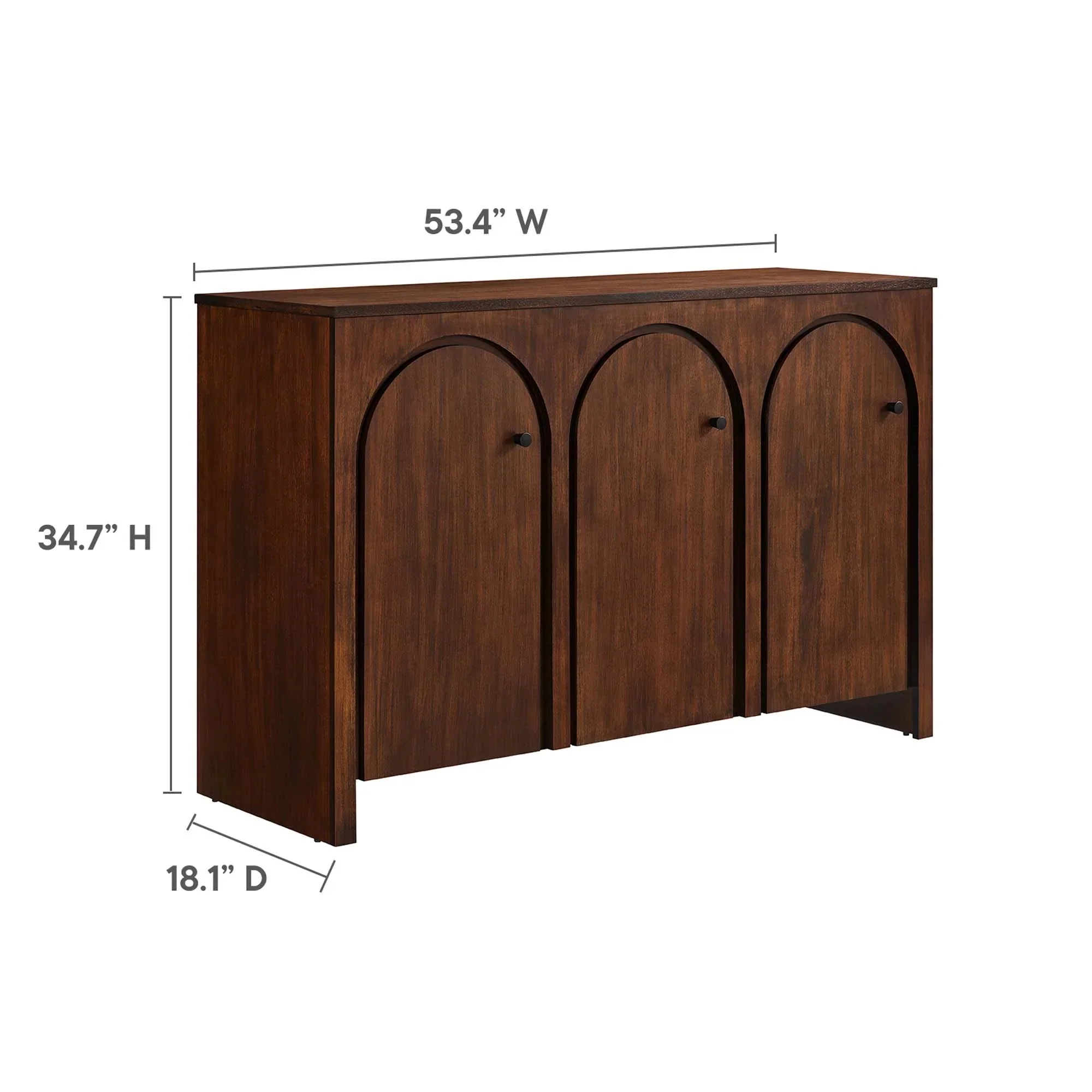 Modern 3-Door Arched Mango Wood Veneer Sideboard – 53 Inch - Image 10