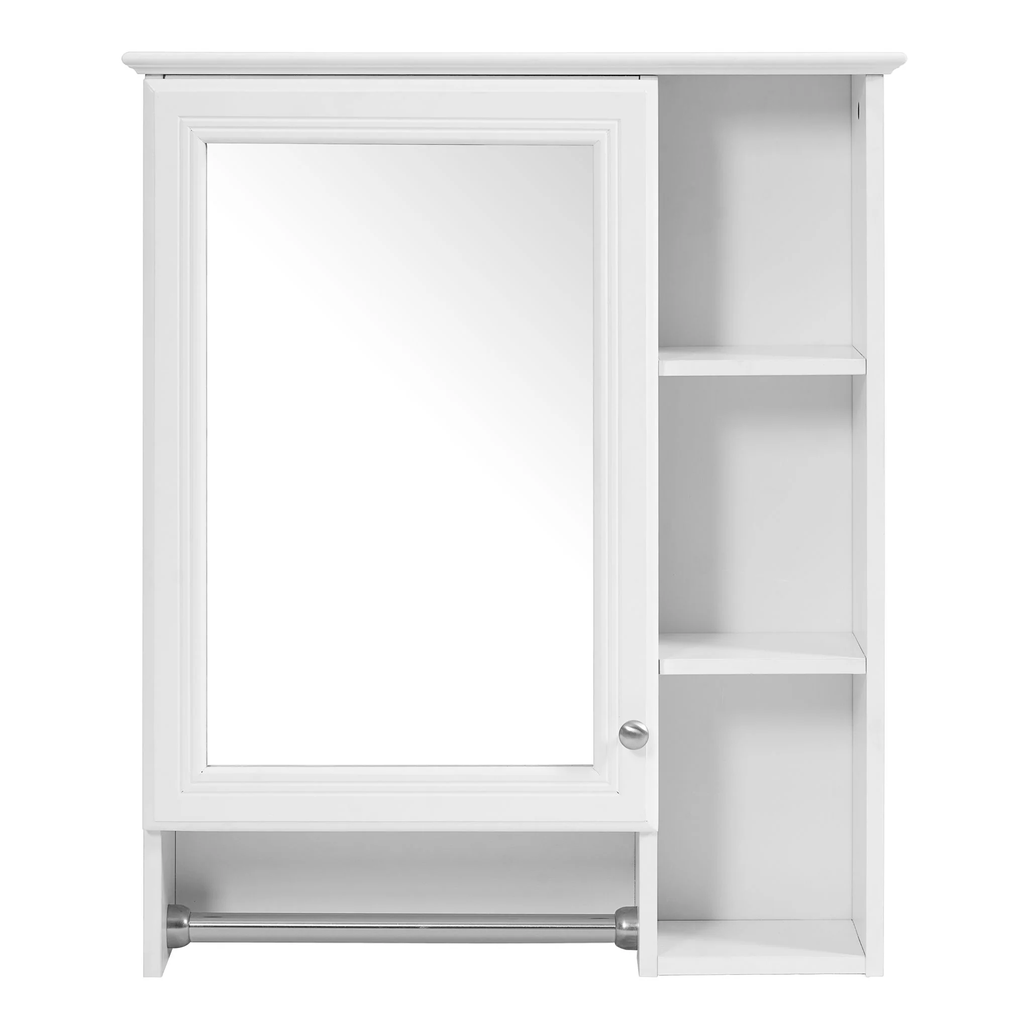 Modern 3 In 1 Bathroom Mirror Cabinet With Adjustable Shelf & Towel Bar - Image 2