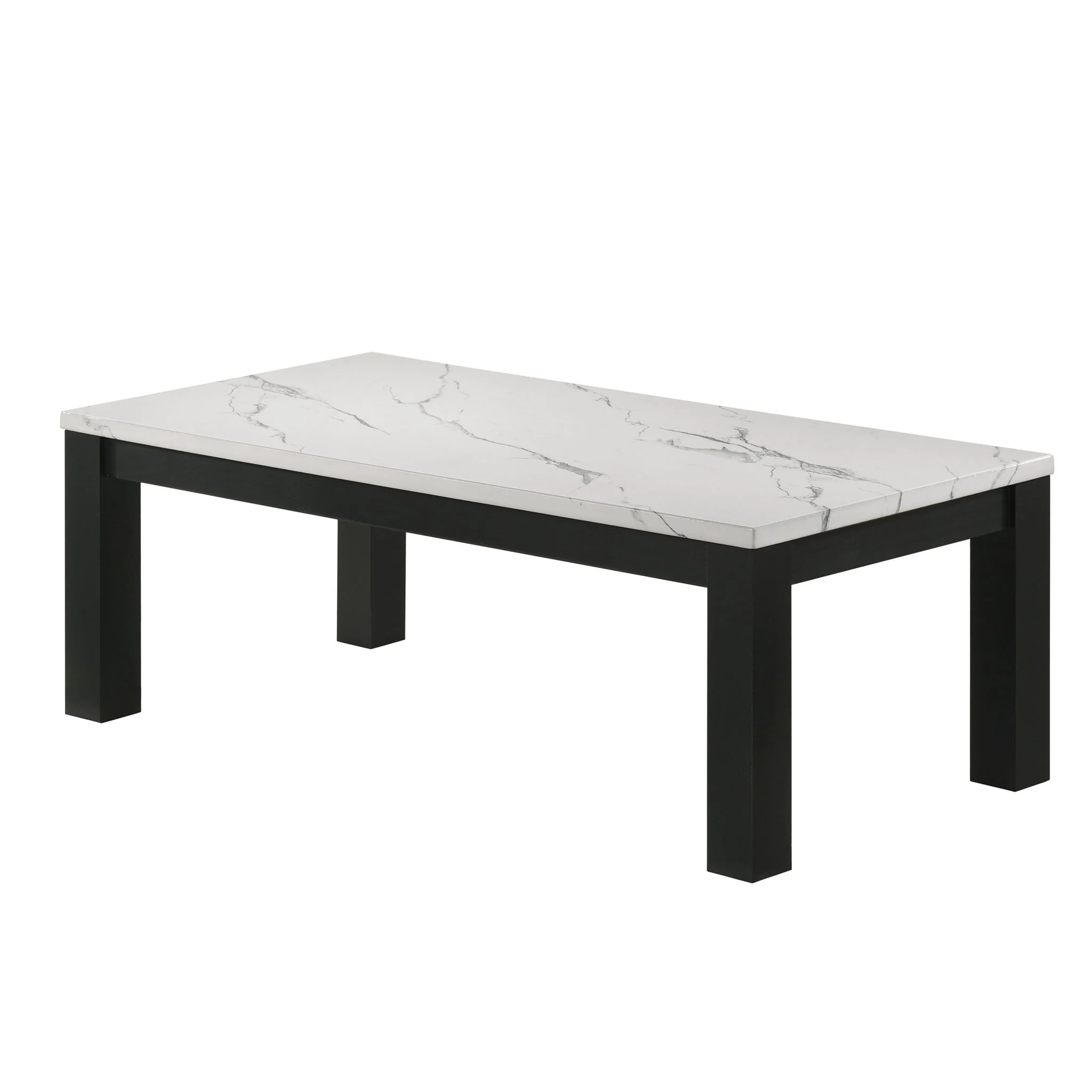 Modern 3 Piece Living Room Table Set With Faux Marble Top Wooden - Black / White - Image 6
