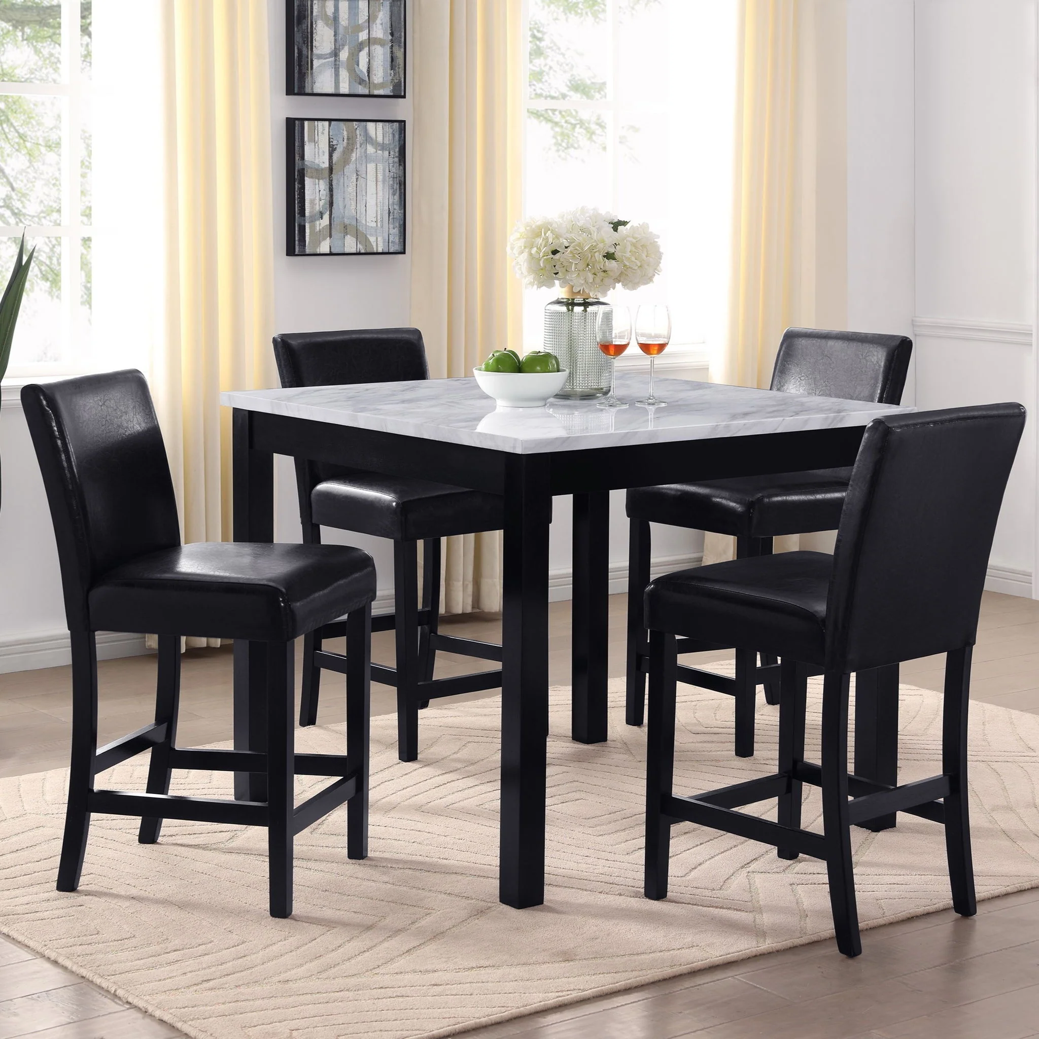 Modern 5 Piece Counter Height Dining Set With Tufted Nail Head Chairs - Image 10