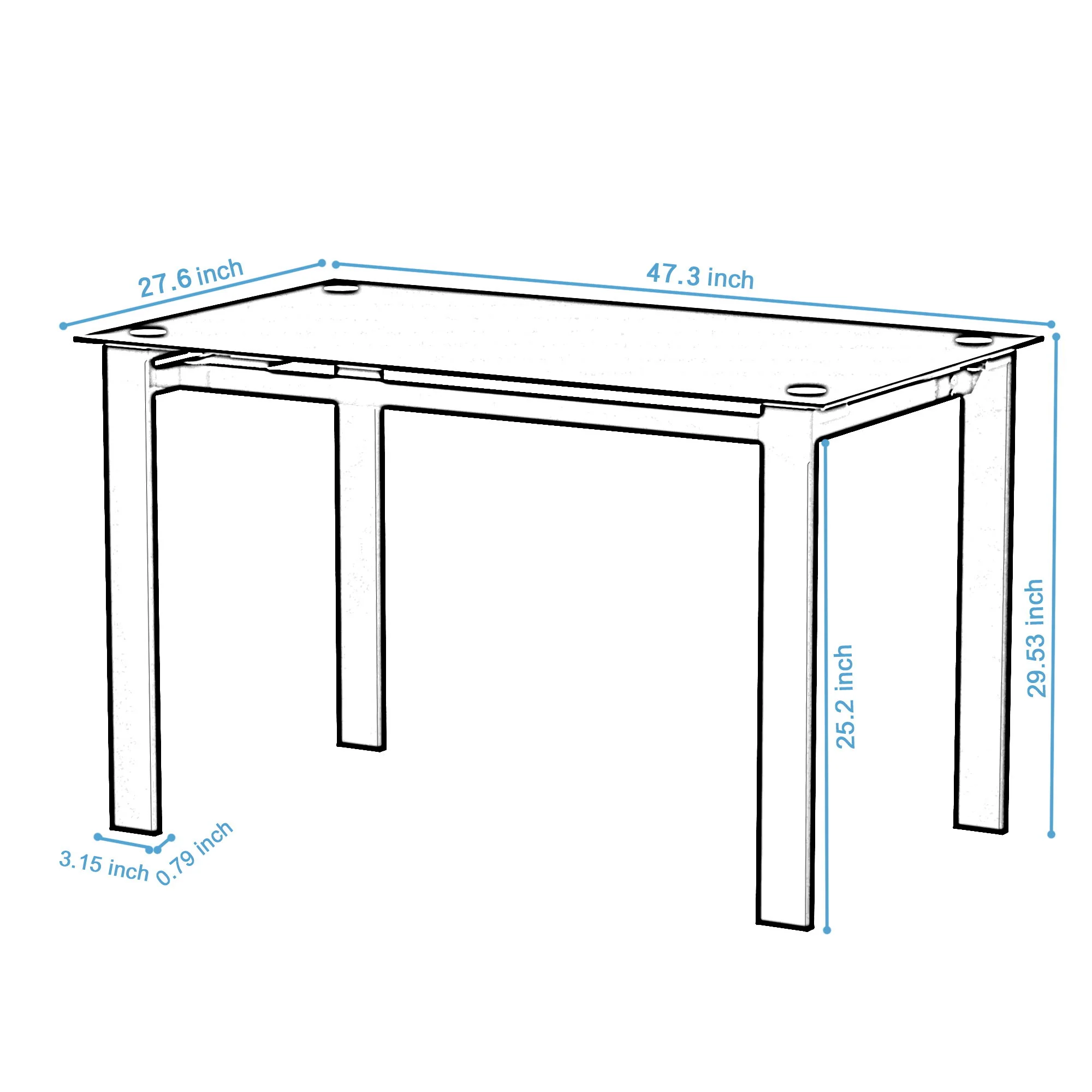Modern 5 Piece Dining Table Set With Glass Top And Chairs - Black - Image 9