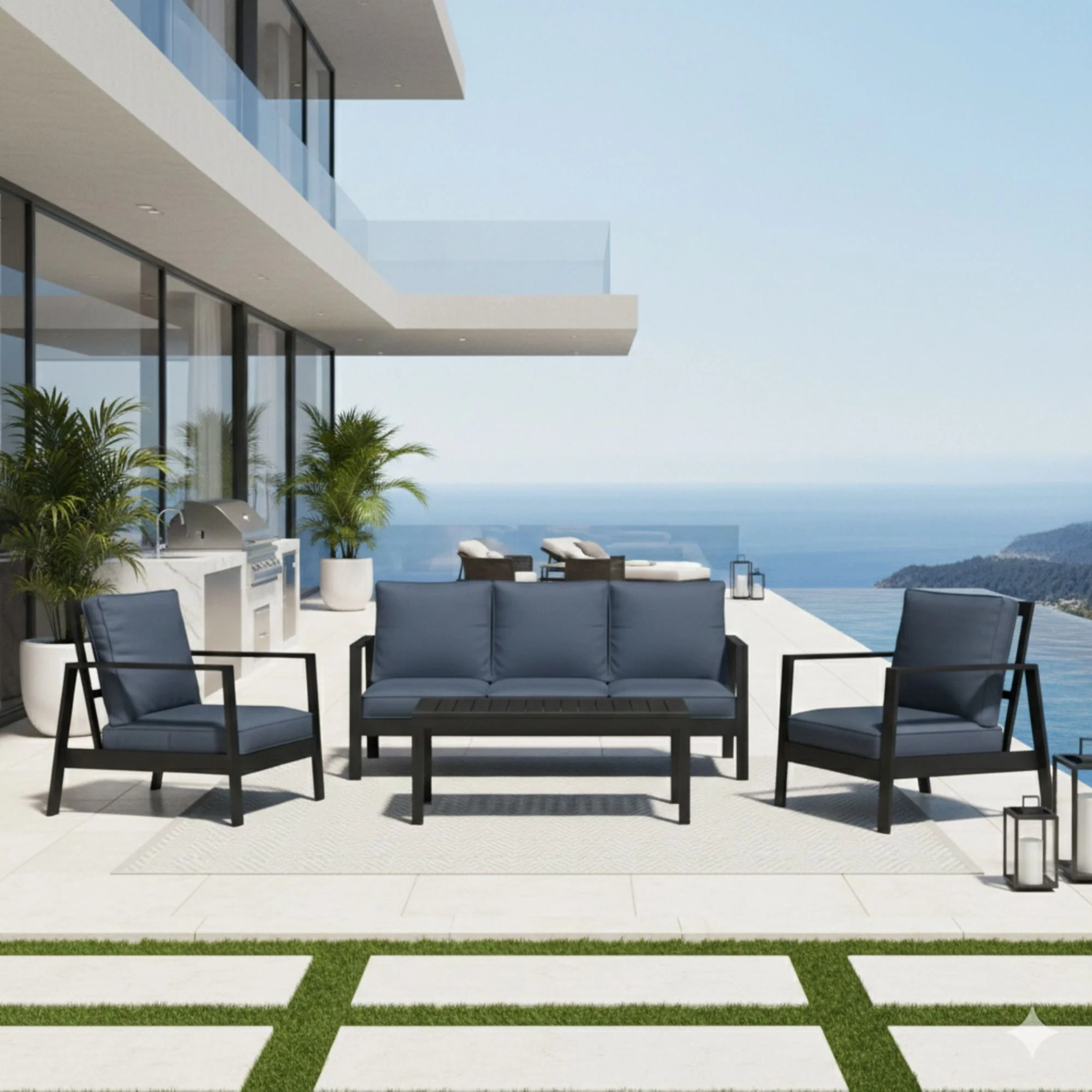 Modern 5 Seat Outdoor Patio Furniture Set With Coffee Table - Image 11