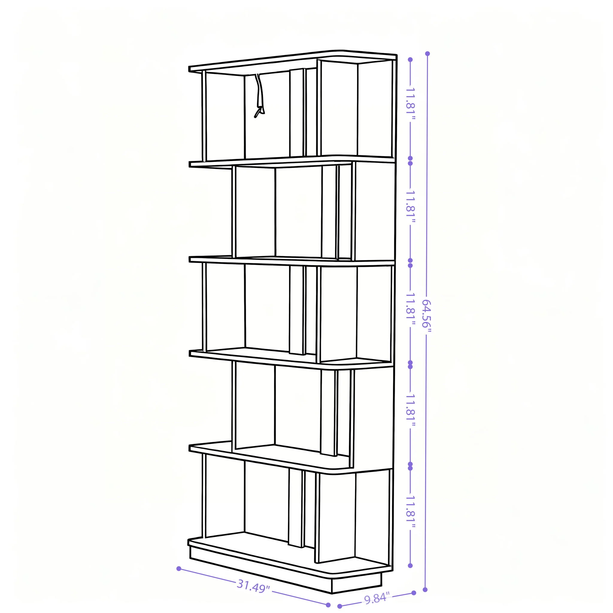 Modern 5 Tier Open Storage Bookcase - Image 17