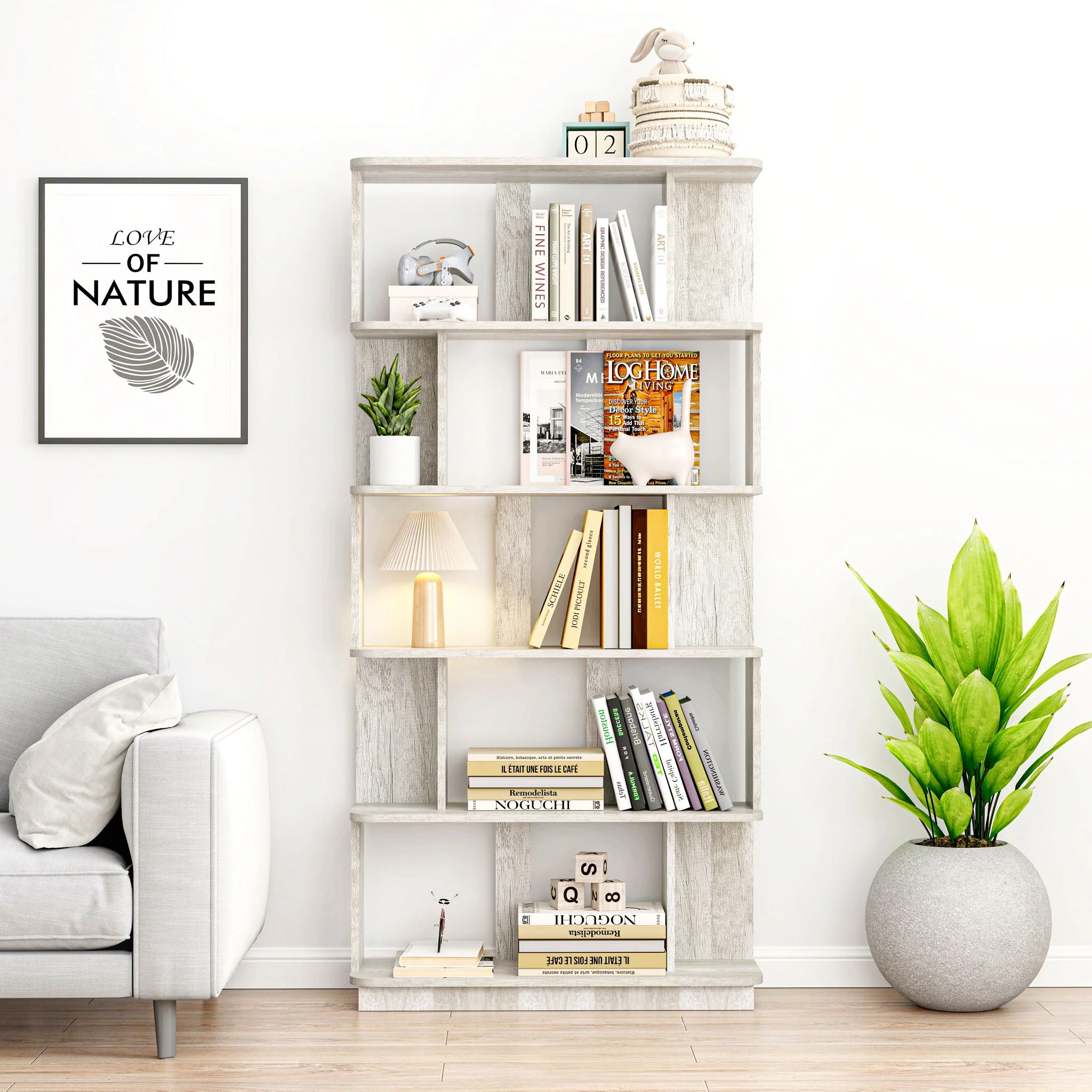 Modern 5 Tier Open Storage Bookcase - Image 6