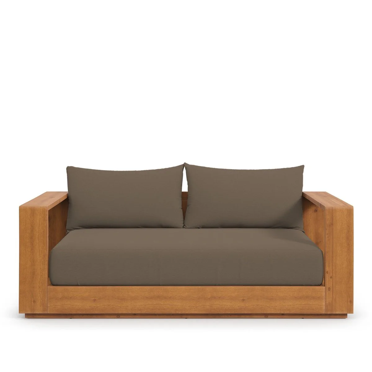 Modern Acacia Wood Outdoor Loveseat with Slatted Design for Patio and Garden Seating - Image 17