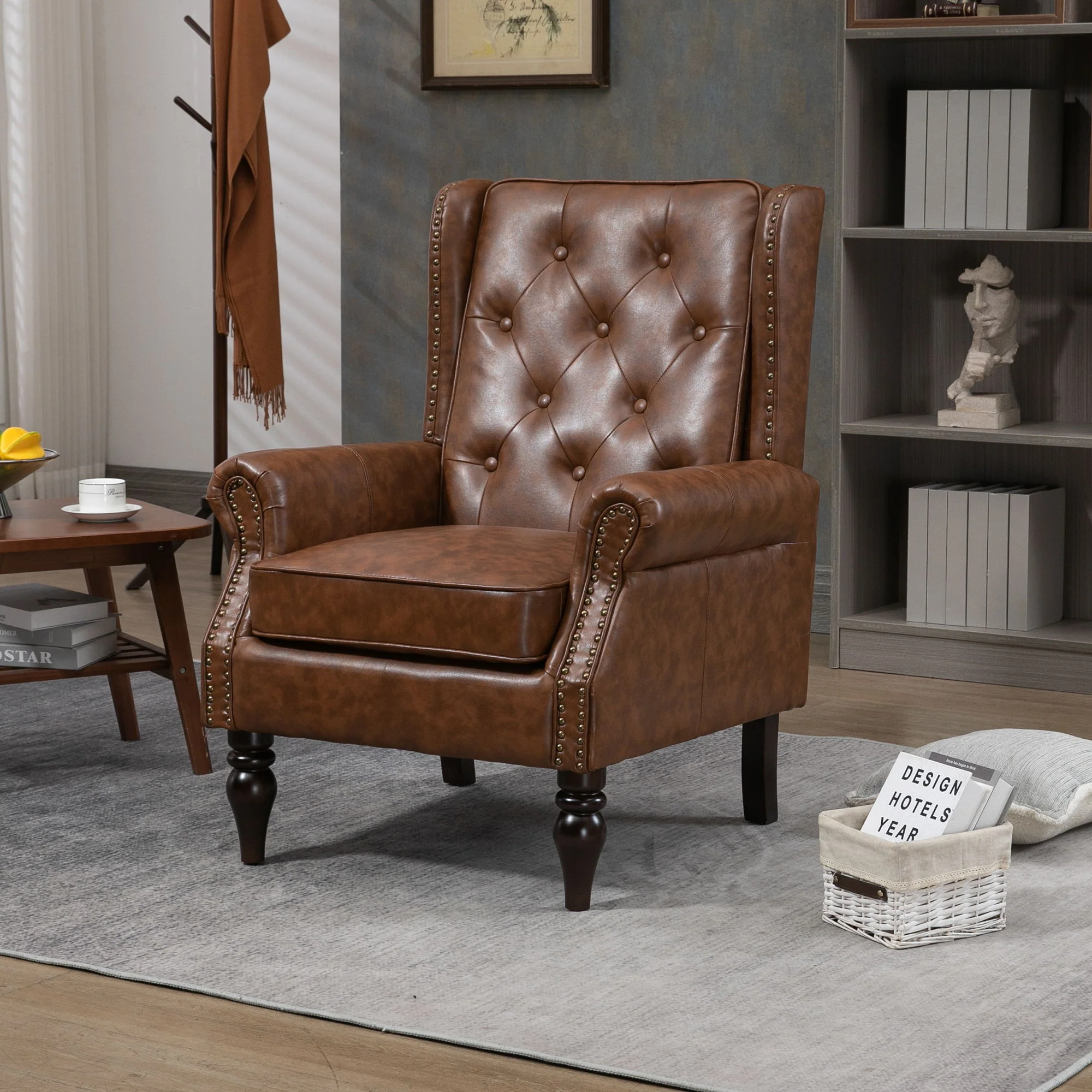 Modern Accent Armchair With Sturdy Wood Legs - Image 23