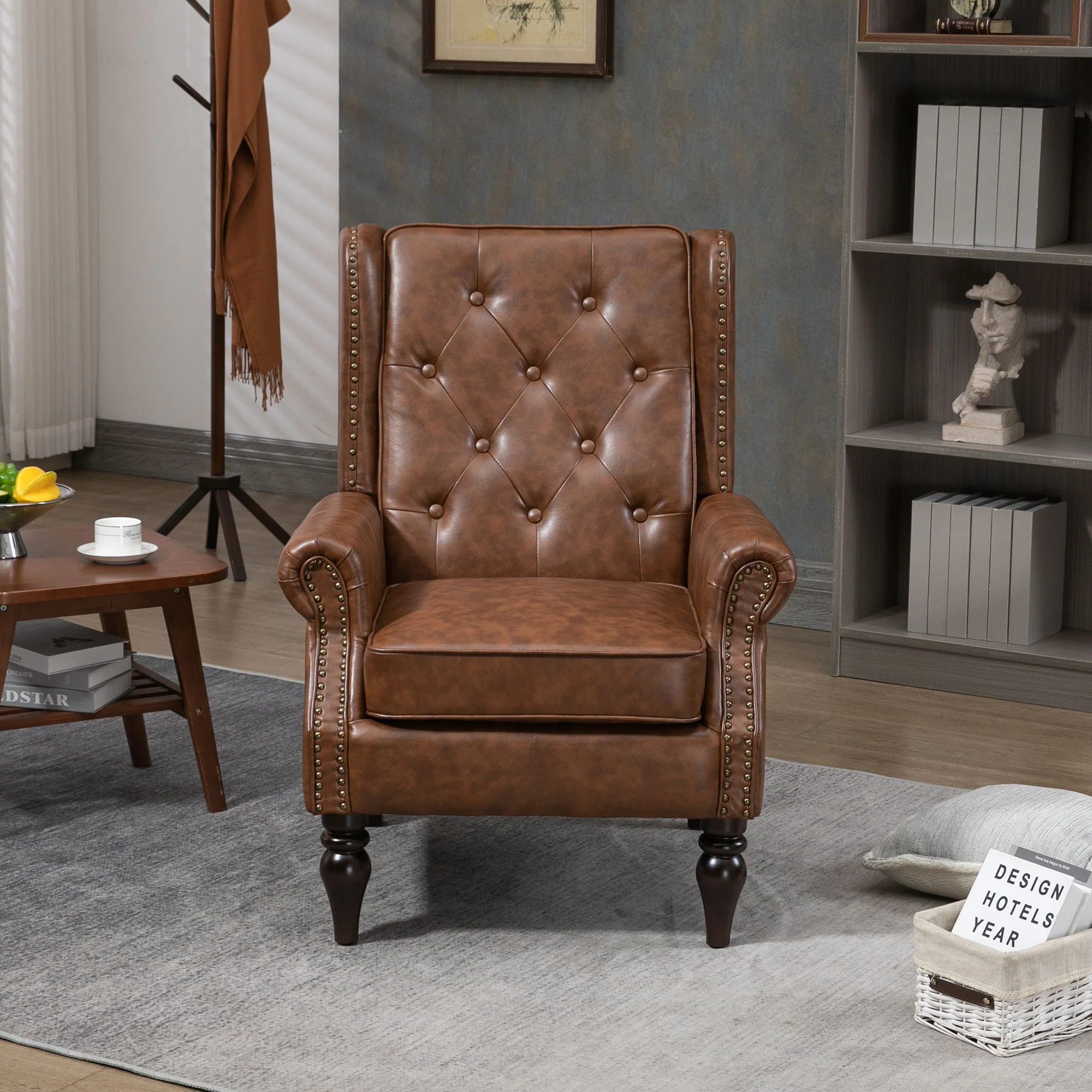 Modern Accent Armchair With Sturdy Wood Legs - Image 29
