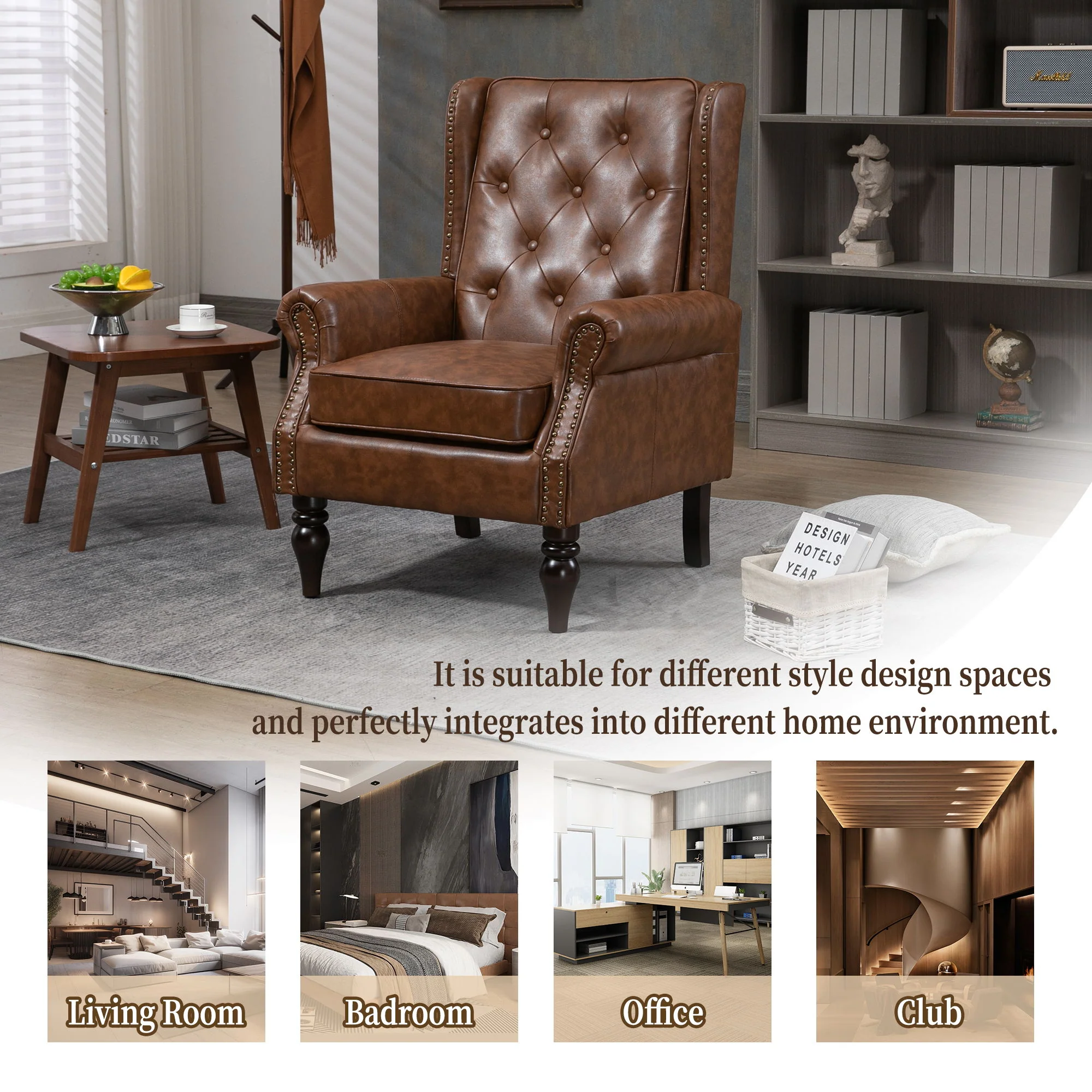 Modern Accent Armchair With Sturdy Wood Legs - Image 6