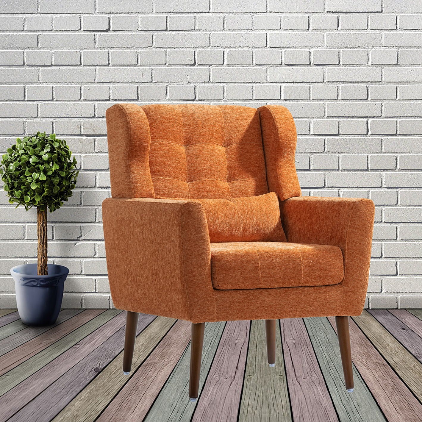 Modern Accent Chair, Arm Chairs For Living Room, Upholstered Mordern Armchair, Comfy Soft Padded Lounge Chair In Small Space, Bedroom, With Pillow, Solid Wood Leg - Image 20