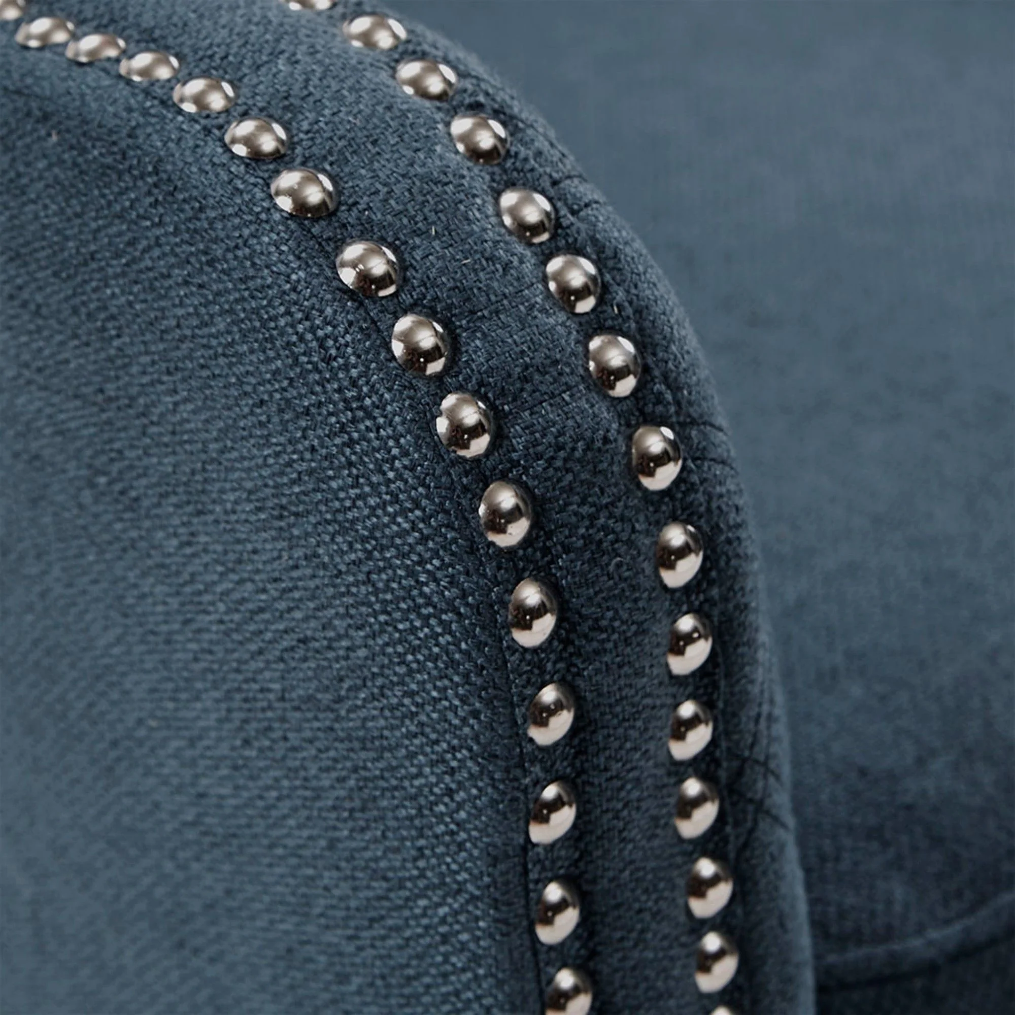 Accent Chair With Quilted Back And Silver Studs - Dark Blue - Image 7