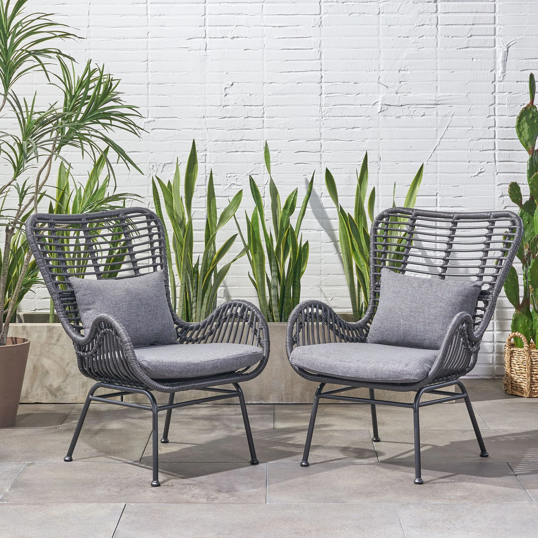 Modern Aesthetic Outdoor Rattan Accent Chair With Metal Legs - Image 7