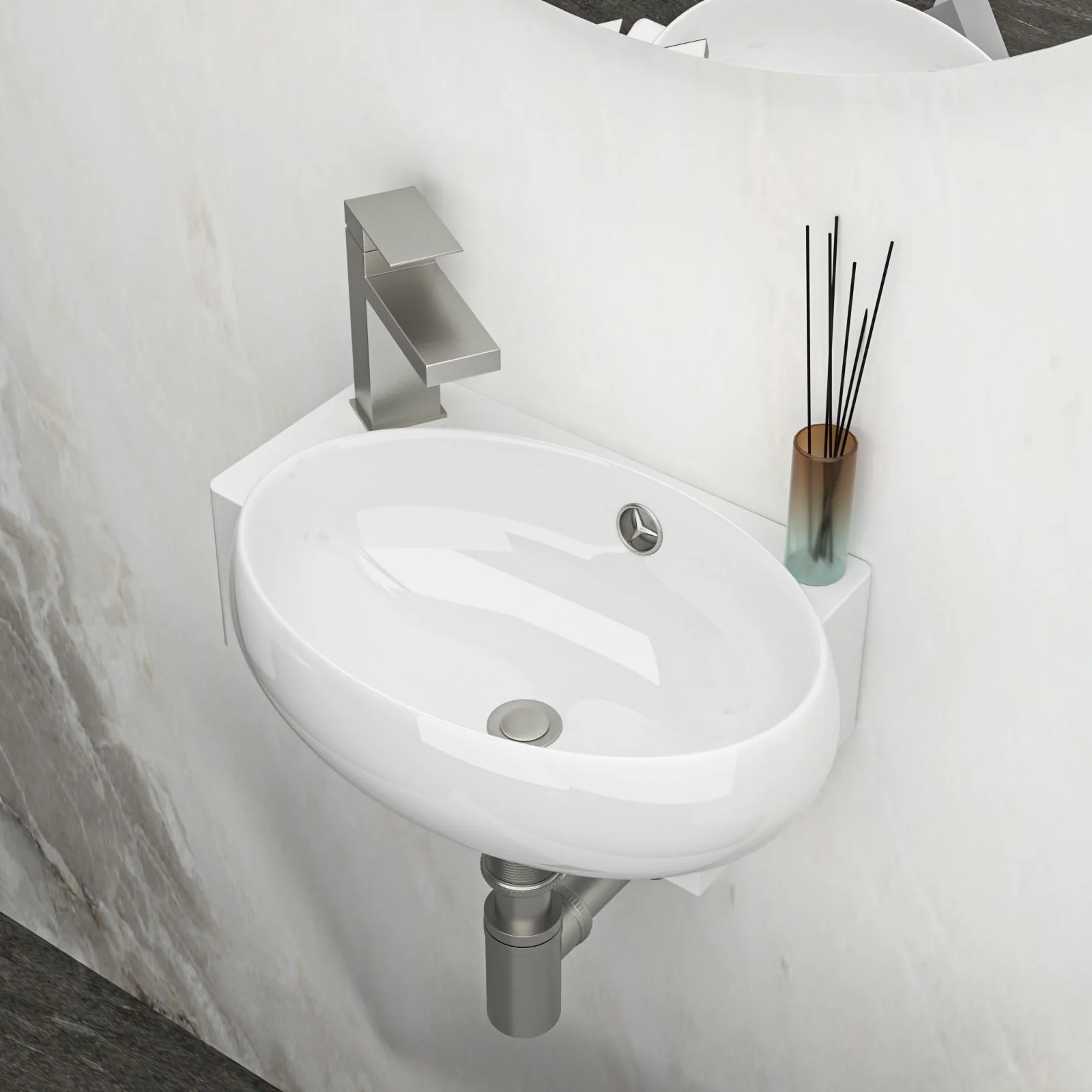 Modern Aesthetic Rectangle Wall Mount Bathroom Sink With Single Faucet Hole - Image 13
