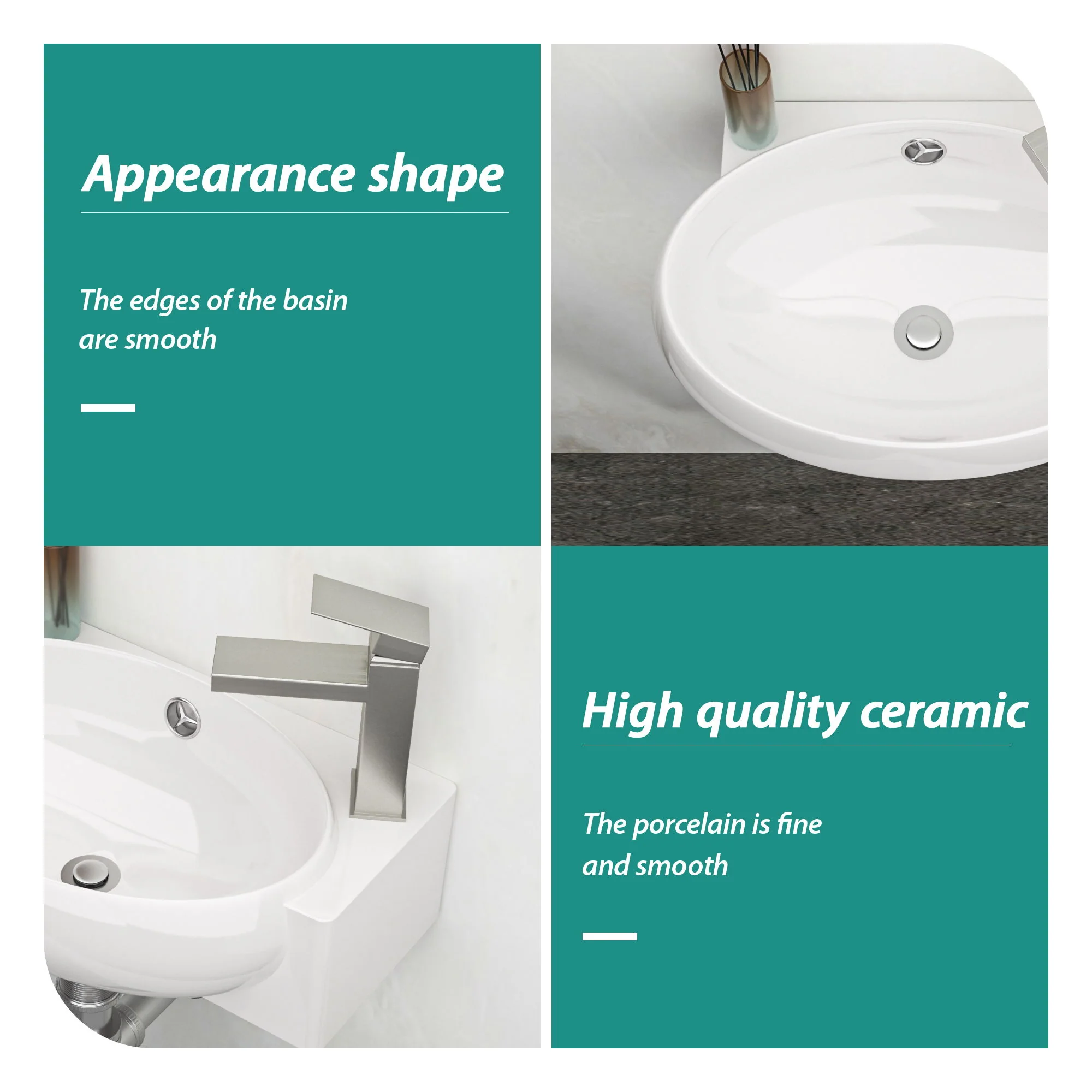 Modern Aesthetic Rectangle Wall Mount Bathroom Sink With Single Faucet Hole - Image 6
