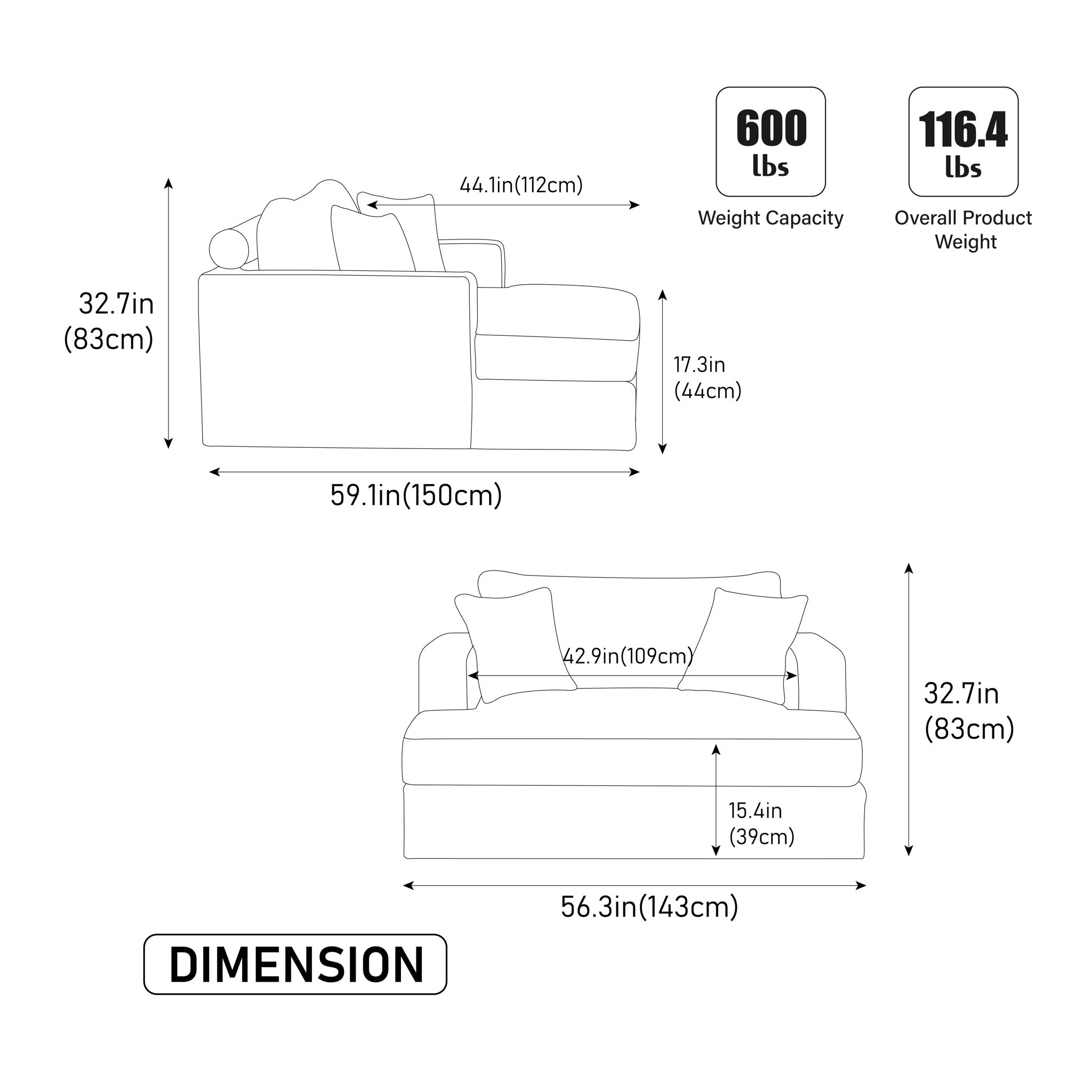 Modern Aesthetic Wide Sofa Bed - Image 4