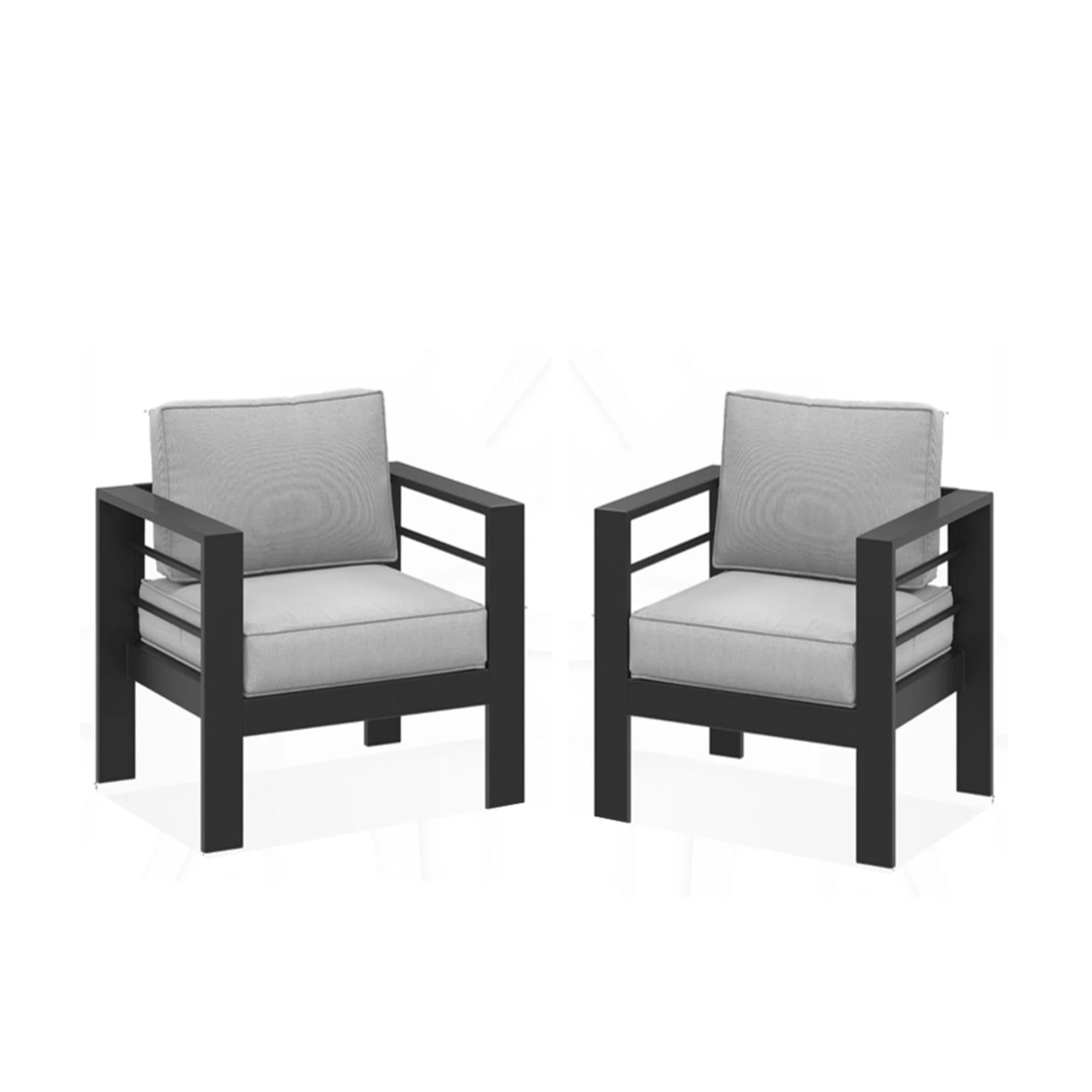 Modern All-Weather Patio Armchairs With Thick Cushions (Set of 2) - Image 2