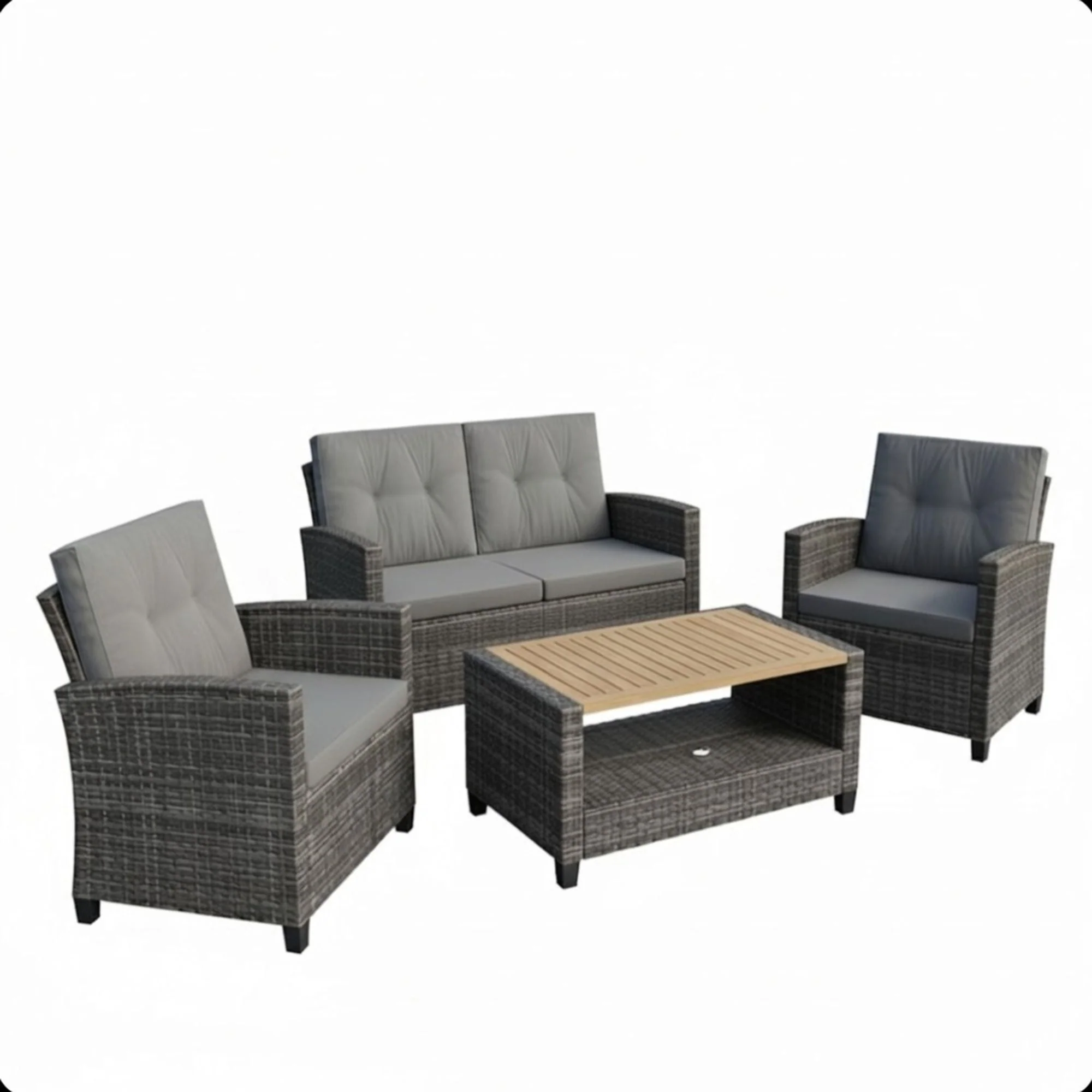 Modern All-Weather Patio Set With Cushions And Table - Image 18