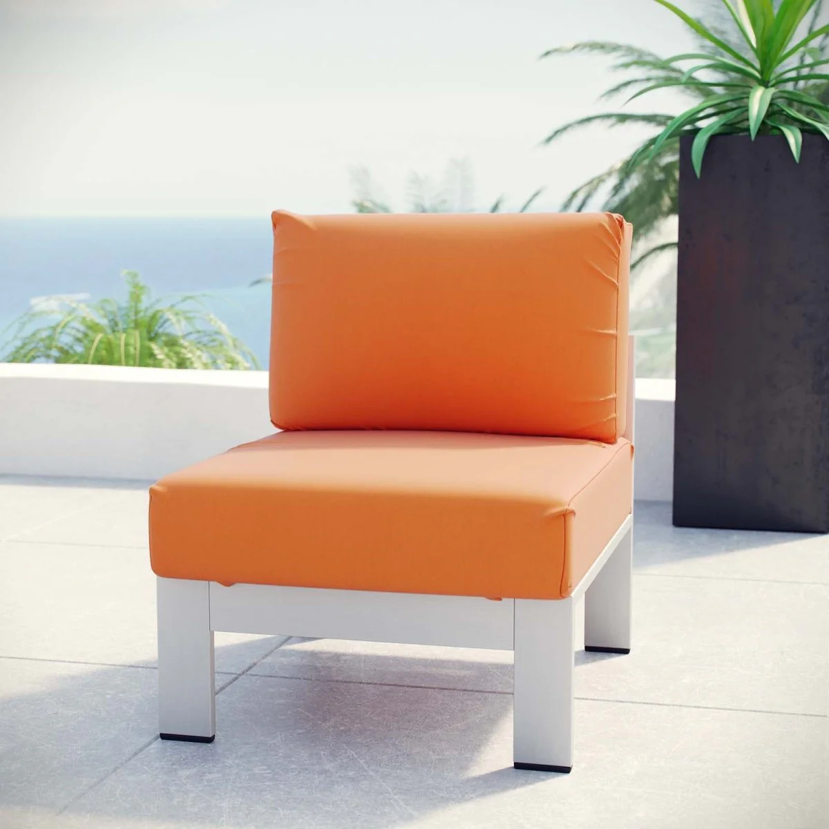 Modern Aluminum Outdoor Armless Chair — Durable Patio Seating for Contemporary Spaces - Image 4