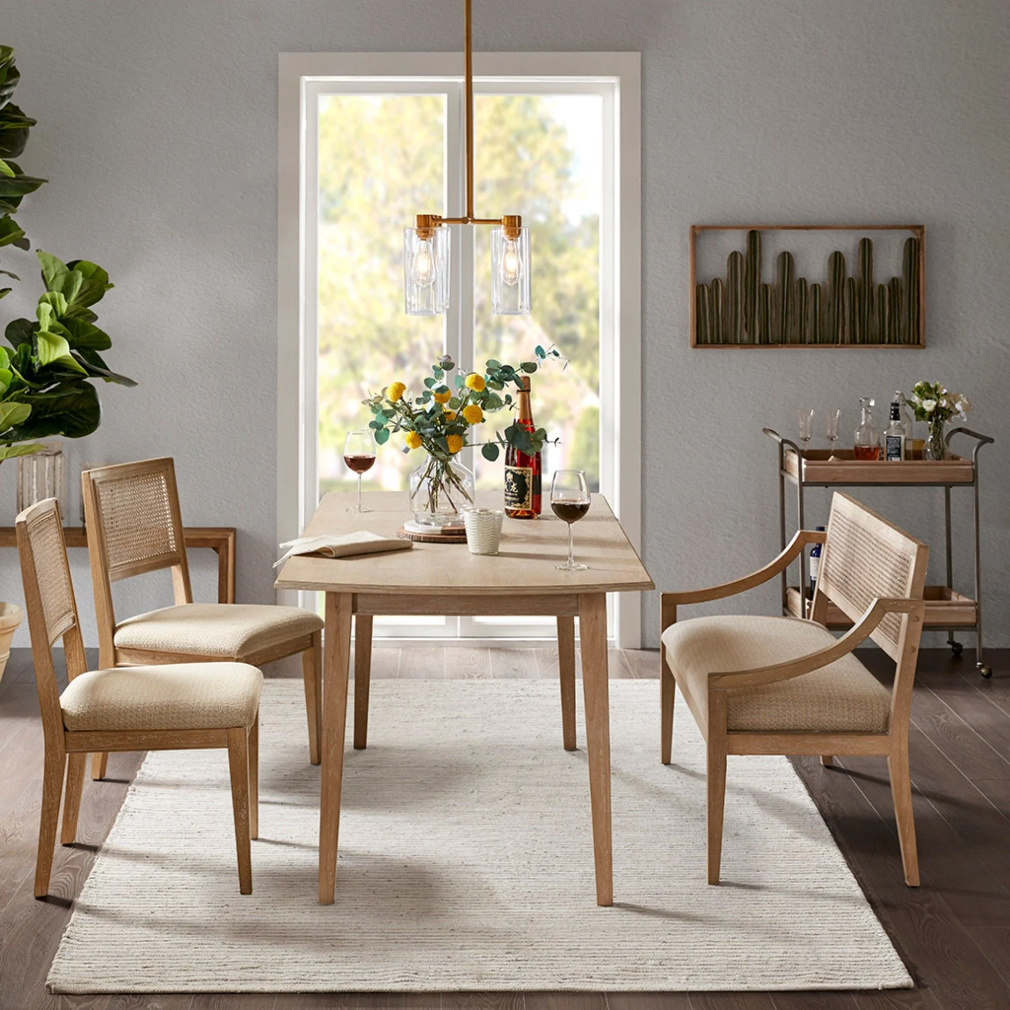 Modern Armless Dining Chair With Cane Back (Set of 2) - Image 9