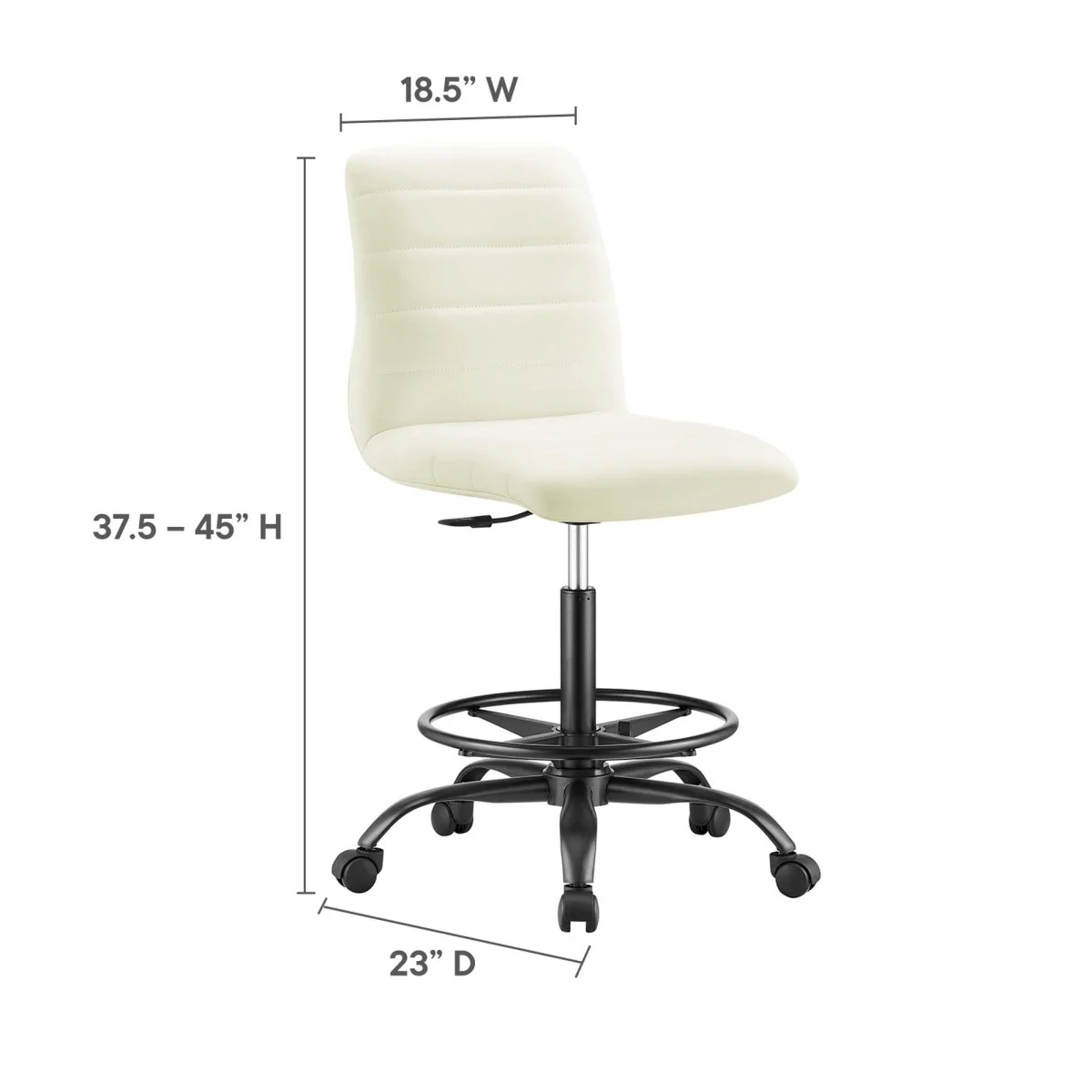 Modern Armless Vegan Leather Drafting Chair – Adjustable Height Swivel Stool for Studio - Image 2