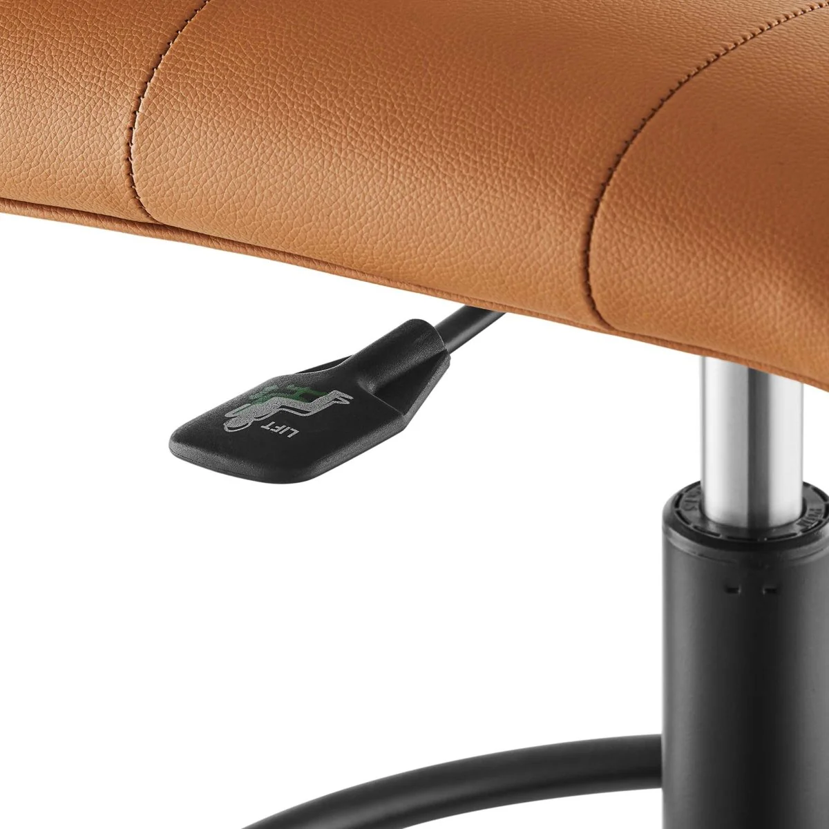 Modern Armless Vegan Leather Drafting Chair - Height-Adjustable Swivel Stool with Footrest - Image 16
