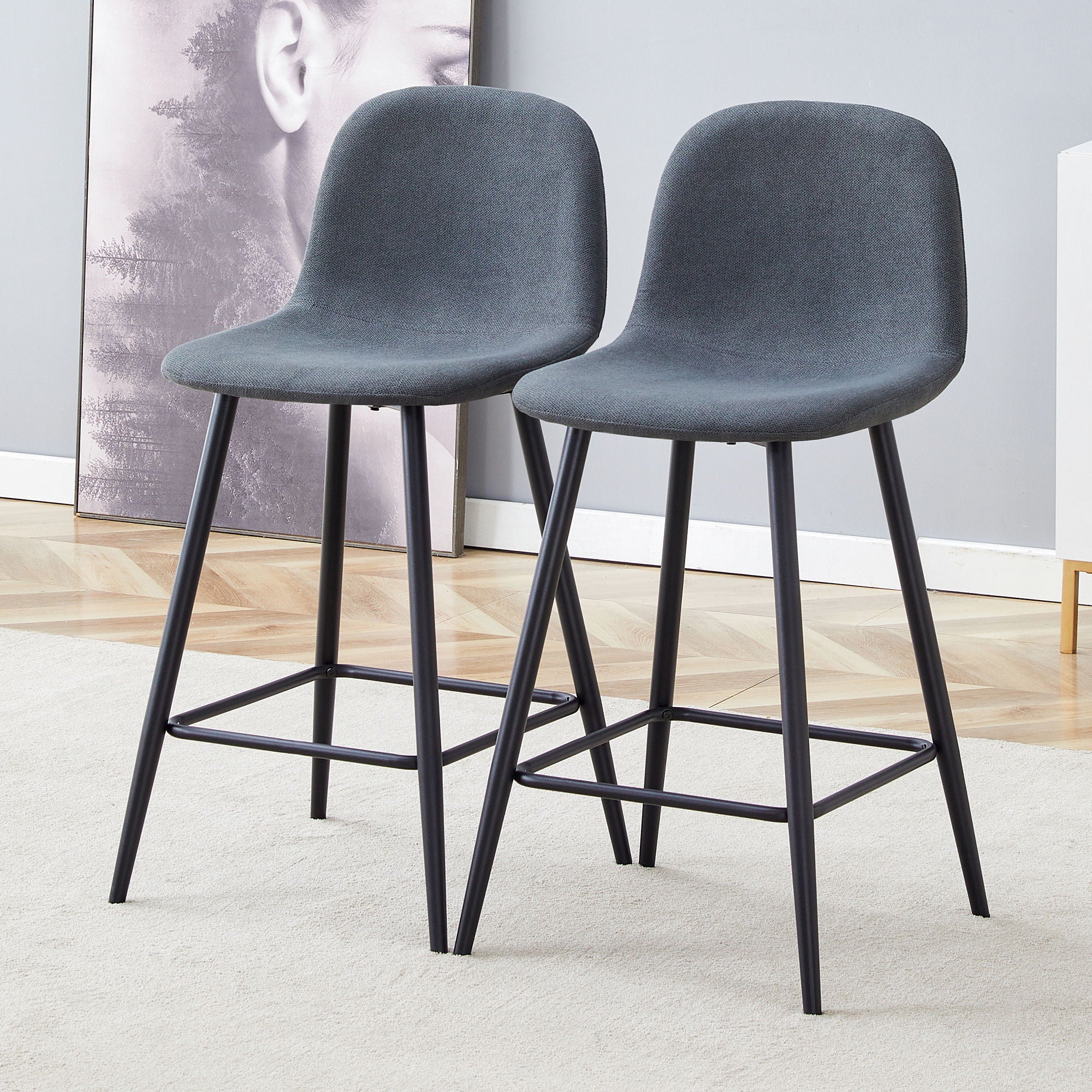 Modern Bar Chair Rounded Backrest (Set of 2) - Image 8