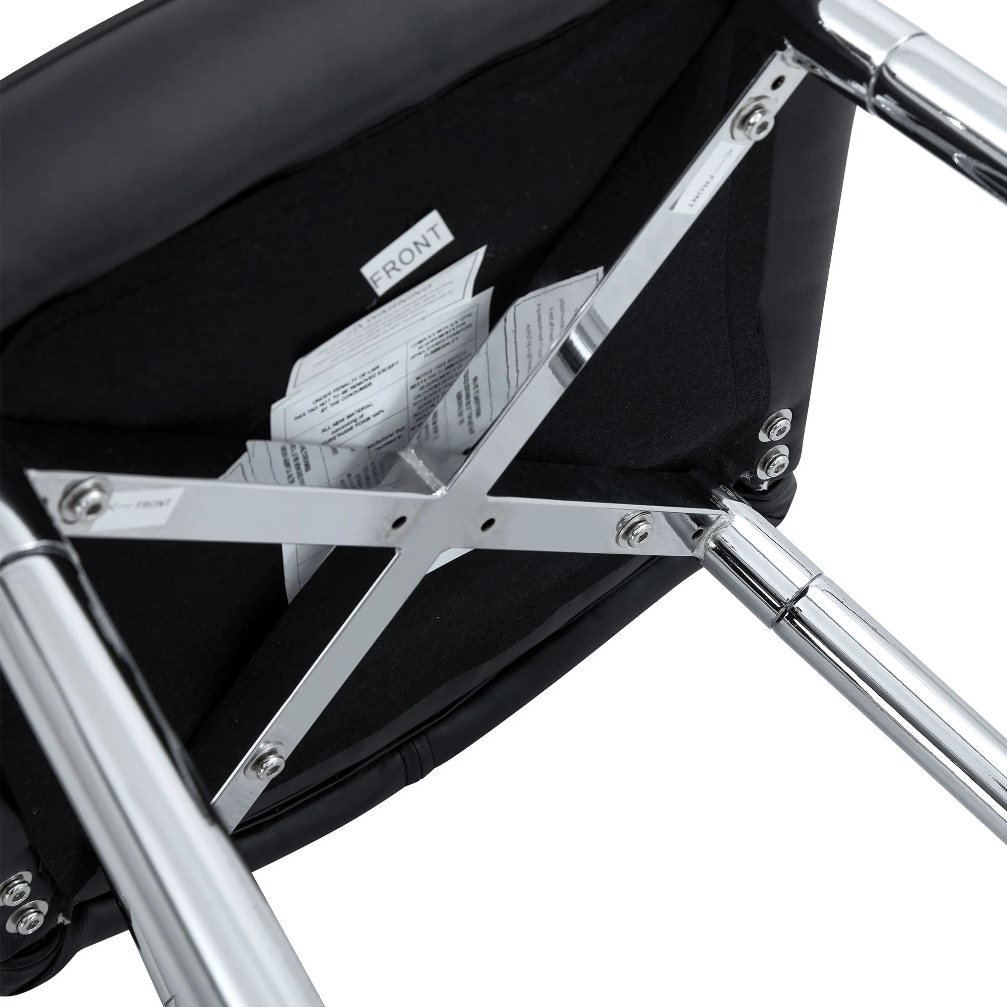 Modern Bar Chair Set Streamlined Backrest Metal Legs 2 Pieces - Black / Silver - Image 3