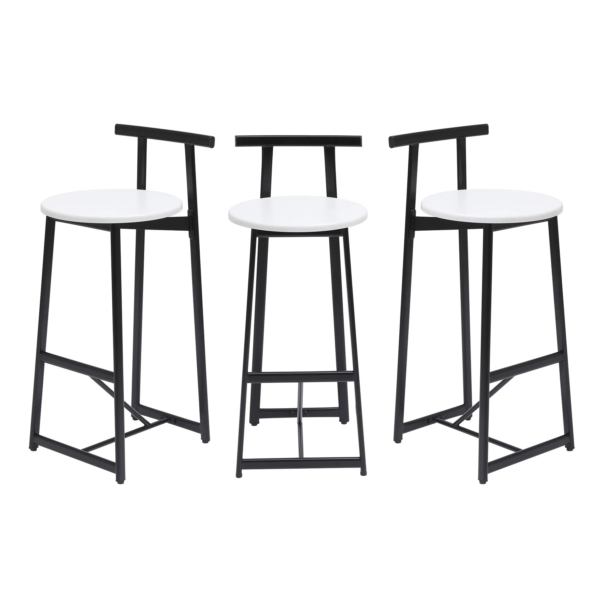 Modern Bar Stools With Backrest For Kitchen (Set of 3) - Image 3