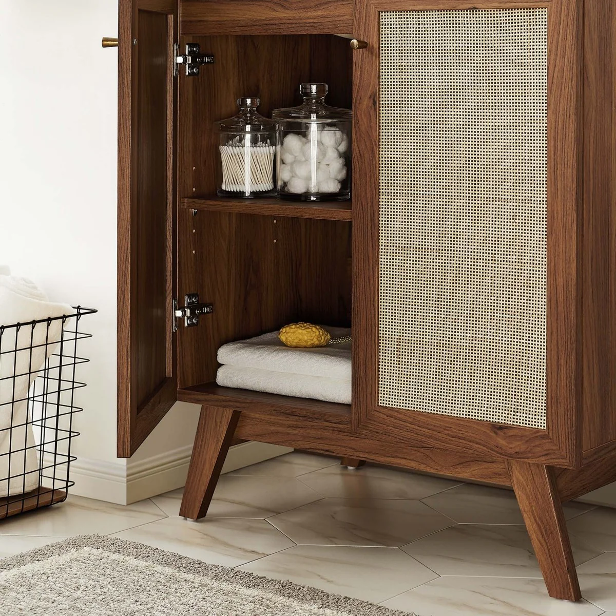 Modern Bathroom Vanity Cabinet Collection with Rattan Doors and Drawers - Image 37