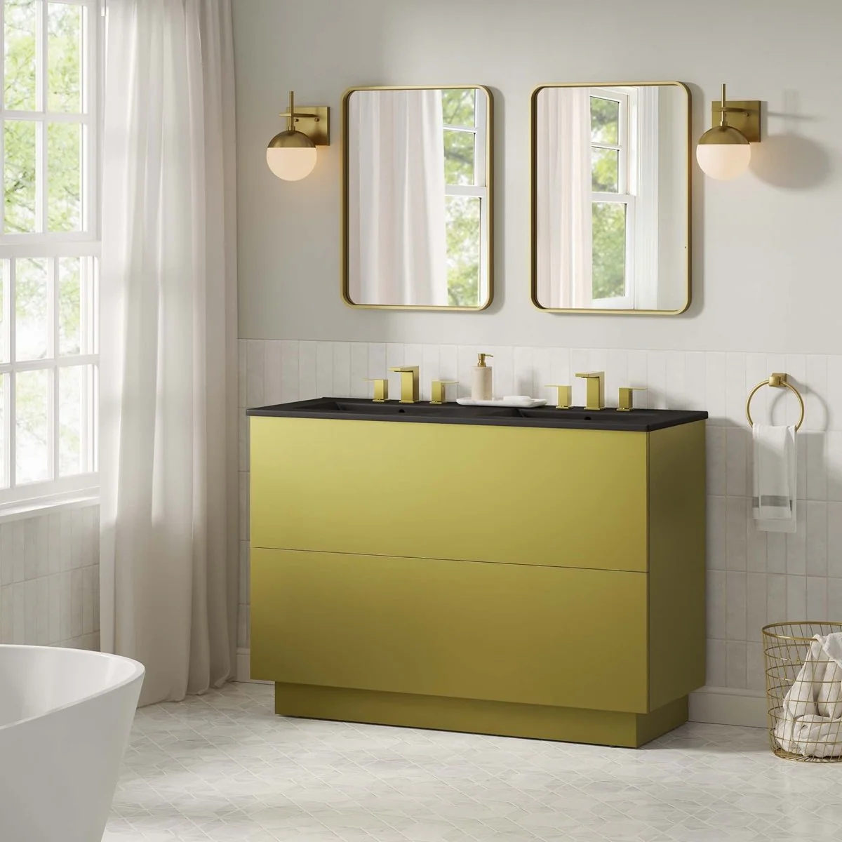 Modern Bathroom Vanity with Ceramic Basin — Single and Double Sink Options - Image 11