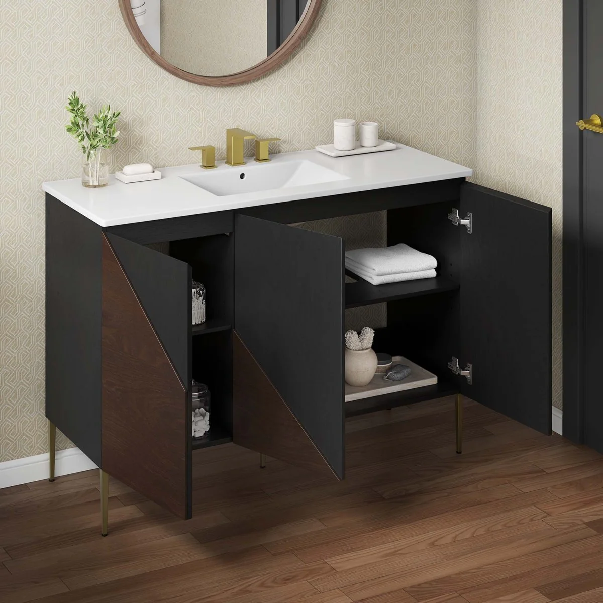 Modern Bathroom Vanity with Ceramic Sink – Contemporary Vanity Cabinet and Storage - Image 75