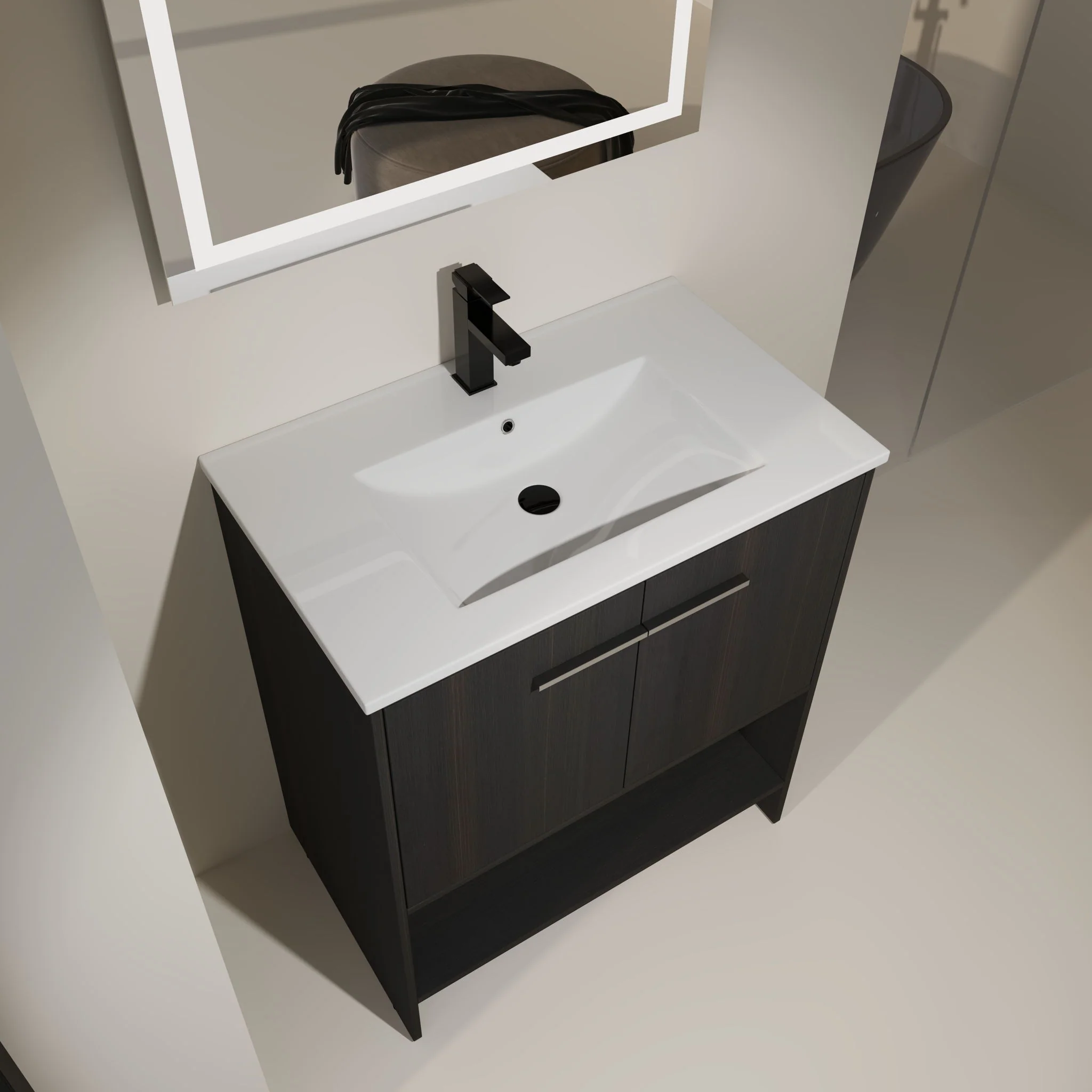 Modern Bathroom Vanity With Ceramic Sink, Freestanding Cabinet, Soft Closing Doors - Image 26