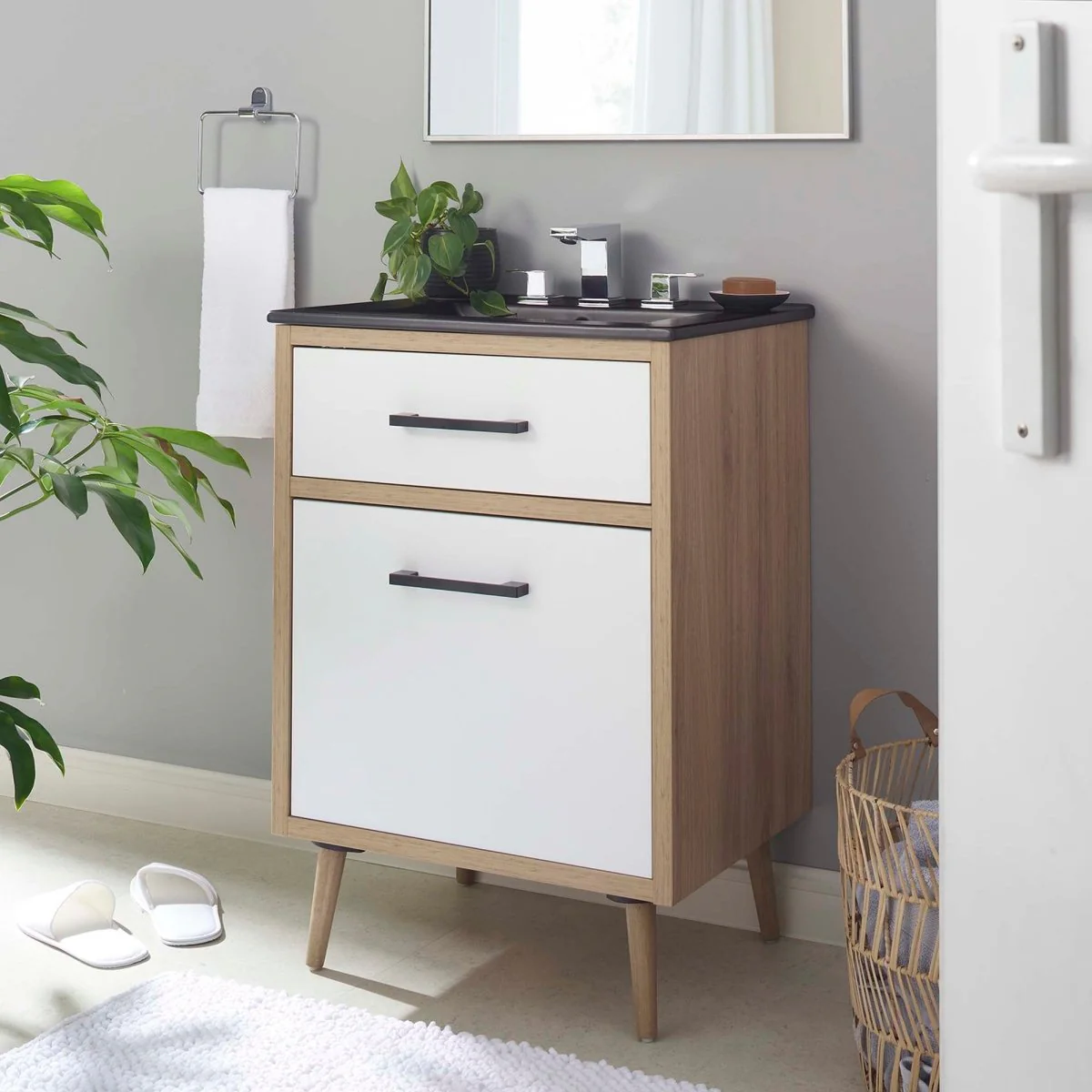 Modern Bathroom Vanity with Ceramic Sink – Single-Sink Vanity Cabinet for Bathrooms - Image 11