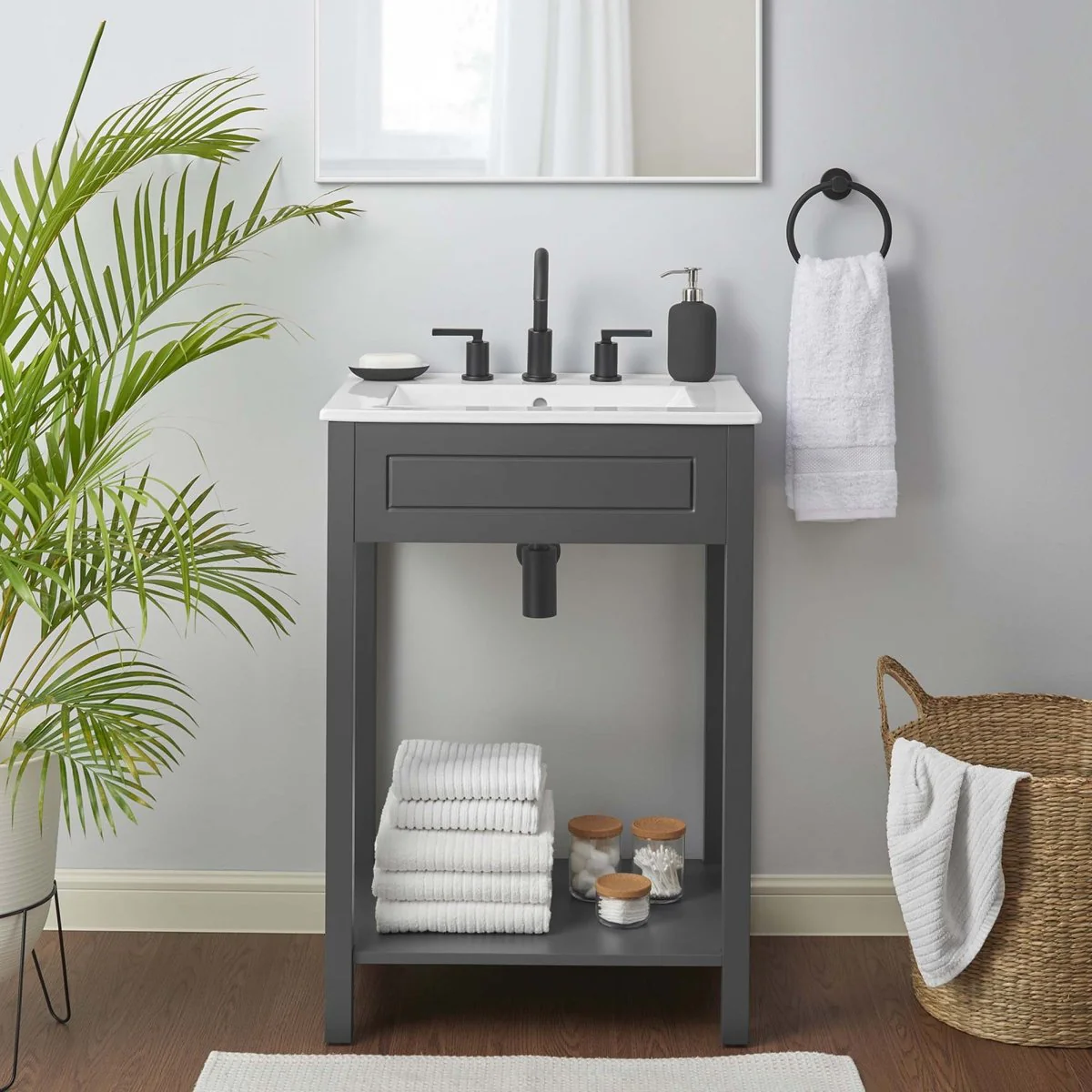 Modern Bathroom Vanity with Sink and Open Shelf - Multiple Sizes and Finishes - Image 18
