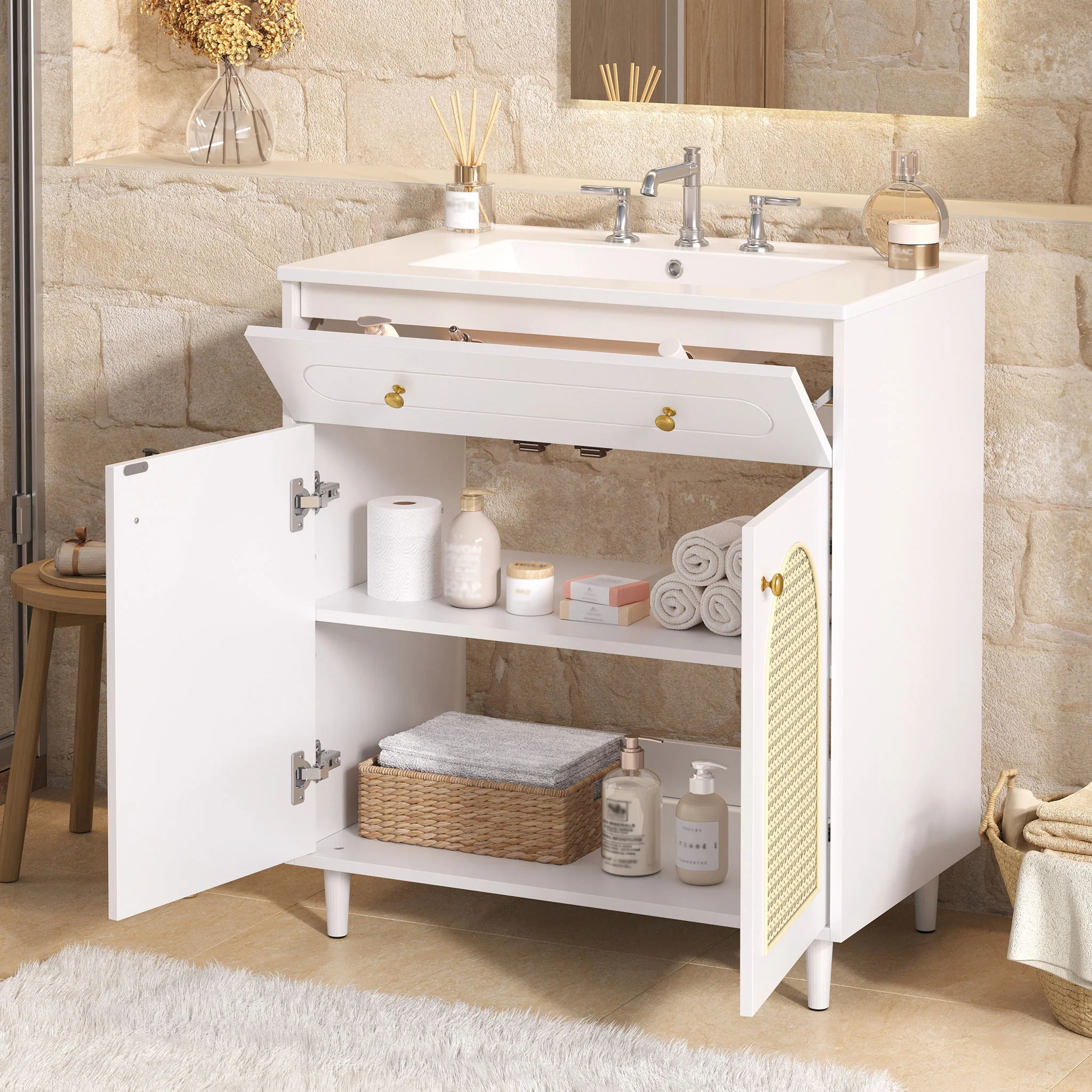 Modern Bathroom Vanity With Sink, Cabinet With Adjustable Shelf - Image 15