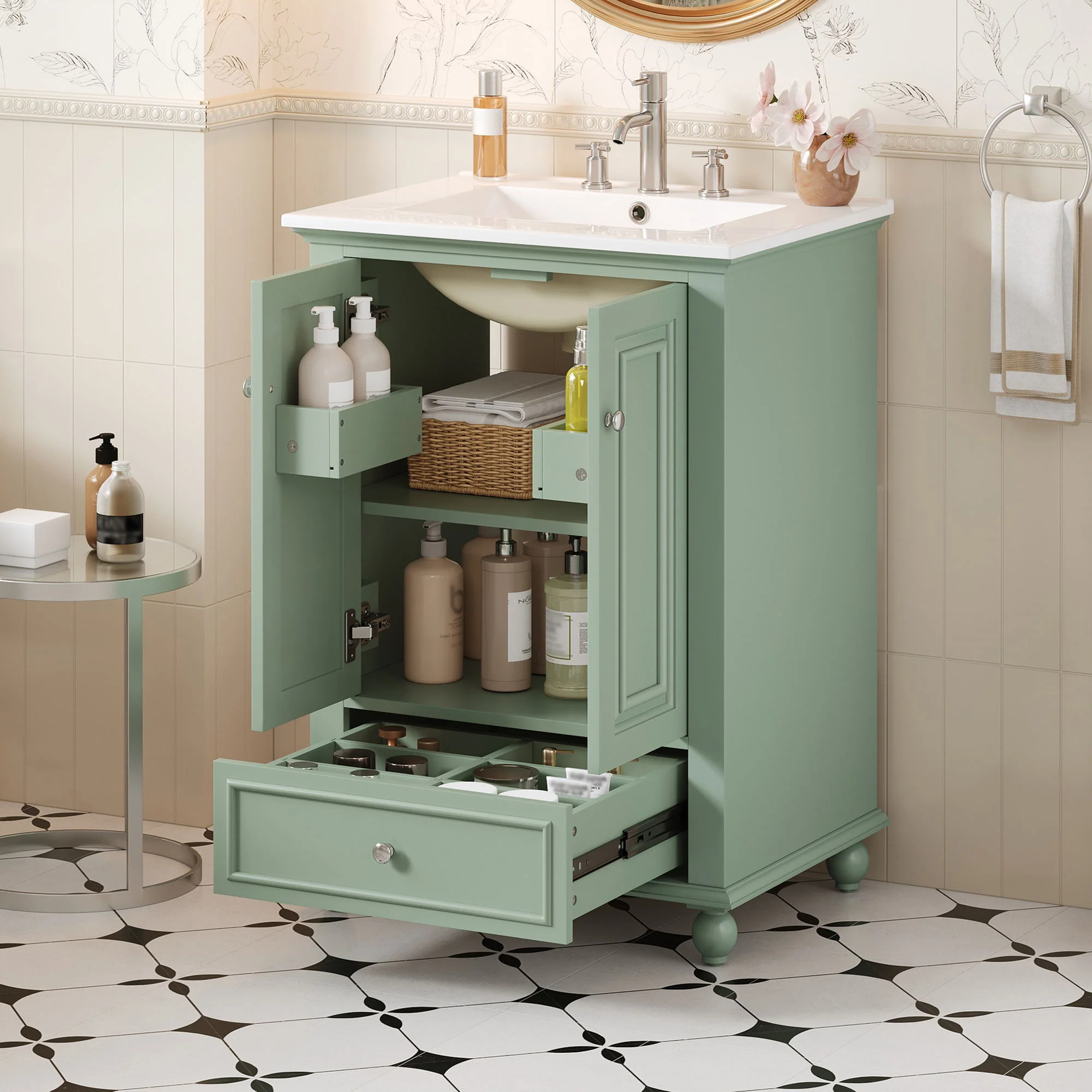 Modern Bathroom Vanity With Sink, Cabinet With Drawer And Dividers, Rectangular Storage Unit - Image 8