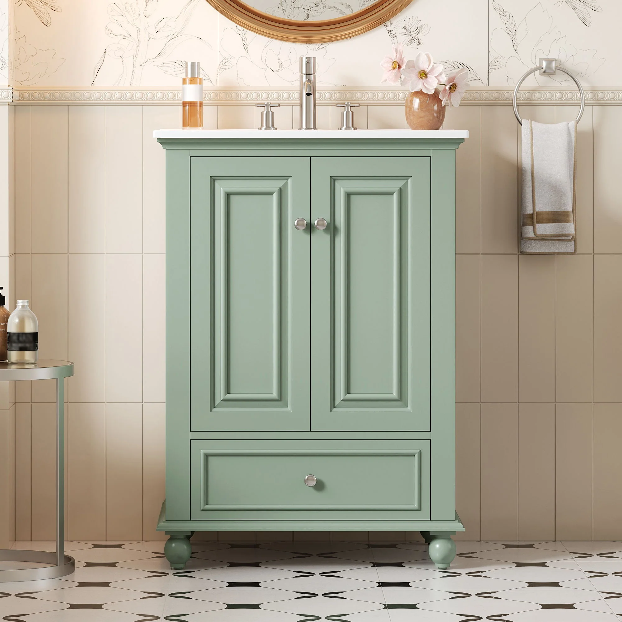 Modern Bathroom Vanity With Sink, Cabinet With Drawer And Dividers, Rectangular Storage Unit - Image 9