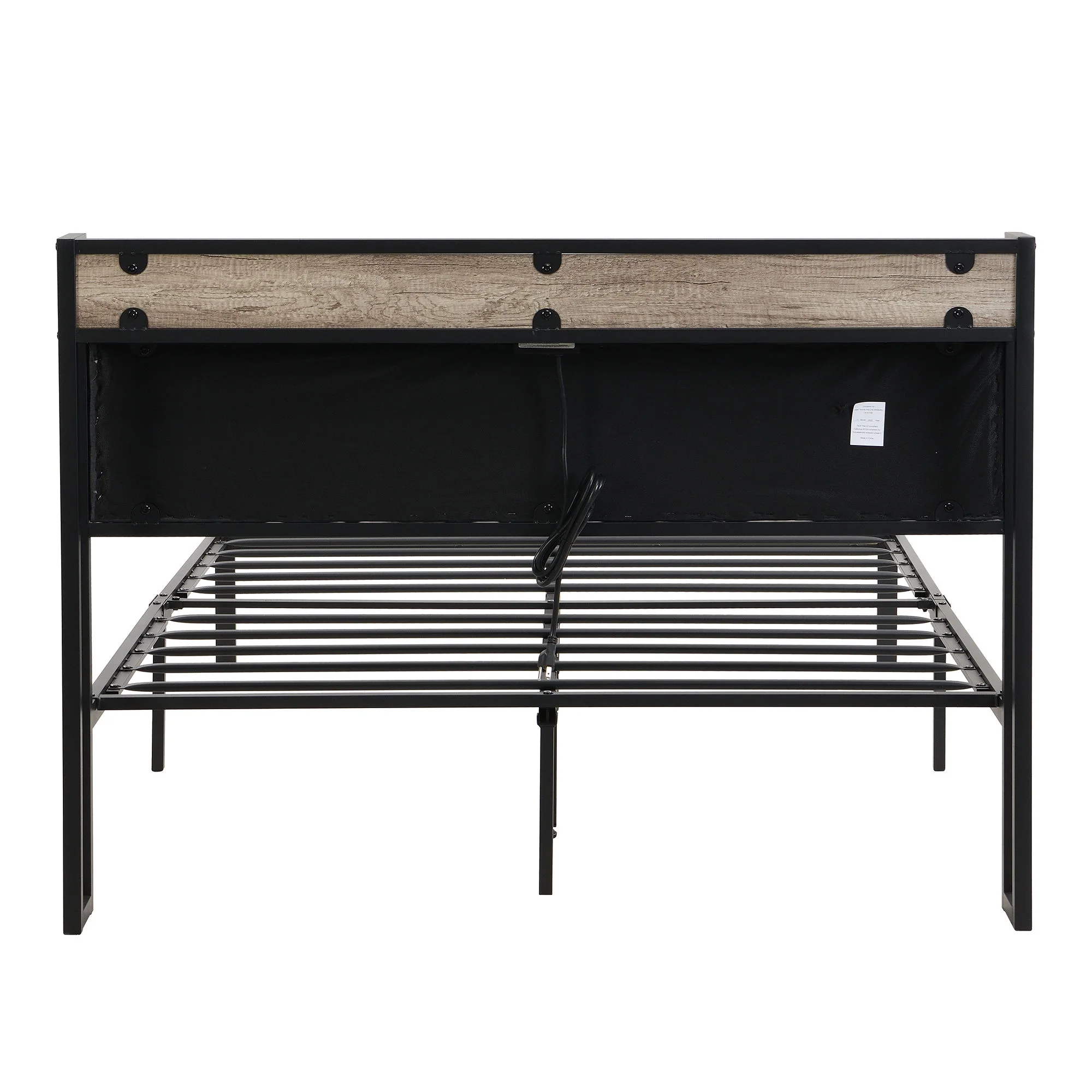 Modern Bed Frame With LED Lights, Upholstered Headboard, USB Charging - Image 3