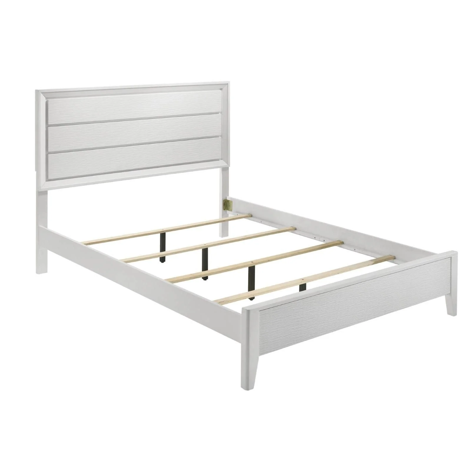 Modern Bed Frame With Wave Texture Headboard And Angled Legs - Image 2