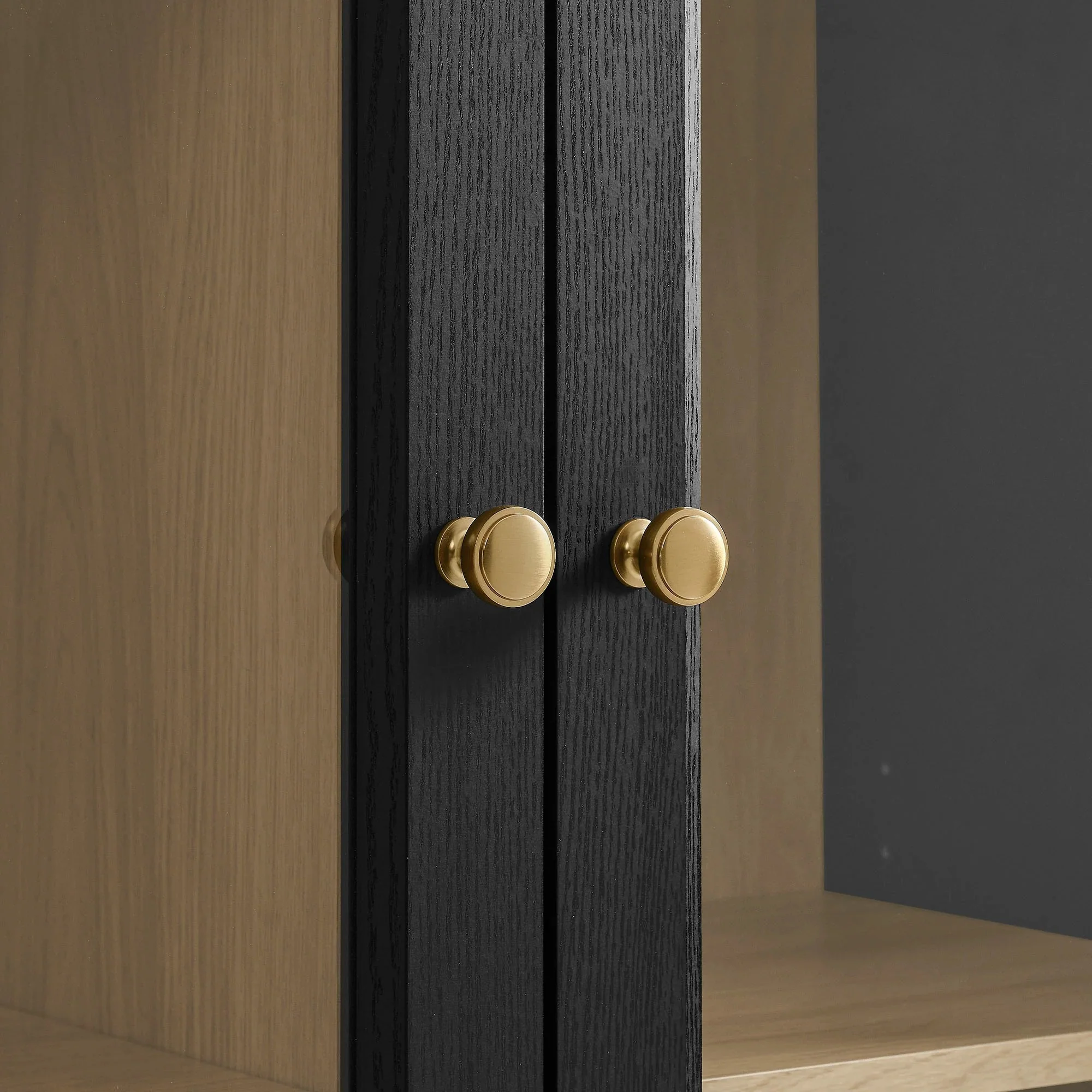 Modern Black Oak Wood Grain 3-Door Large Storage Display Cabinet – 79 Inch - Image 5