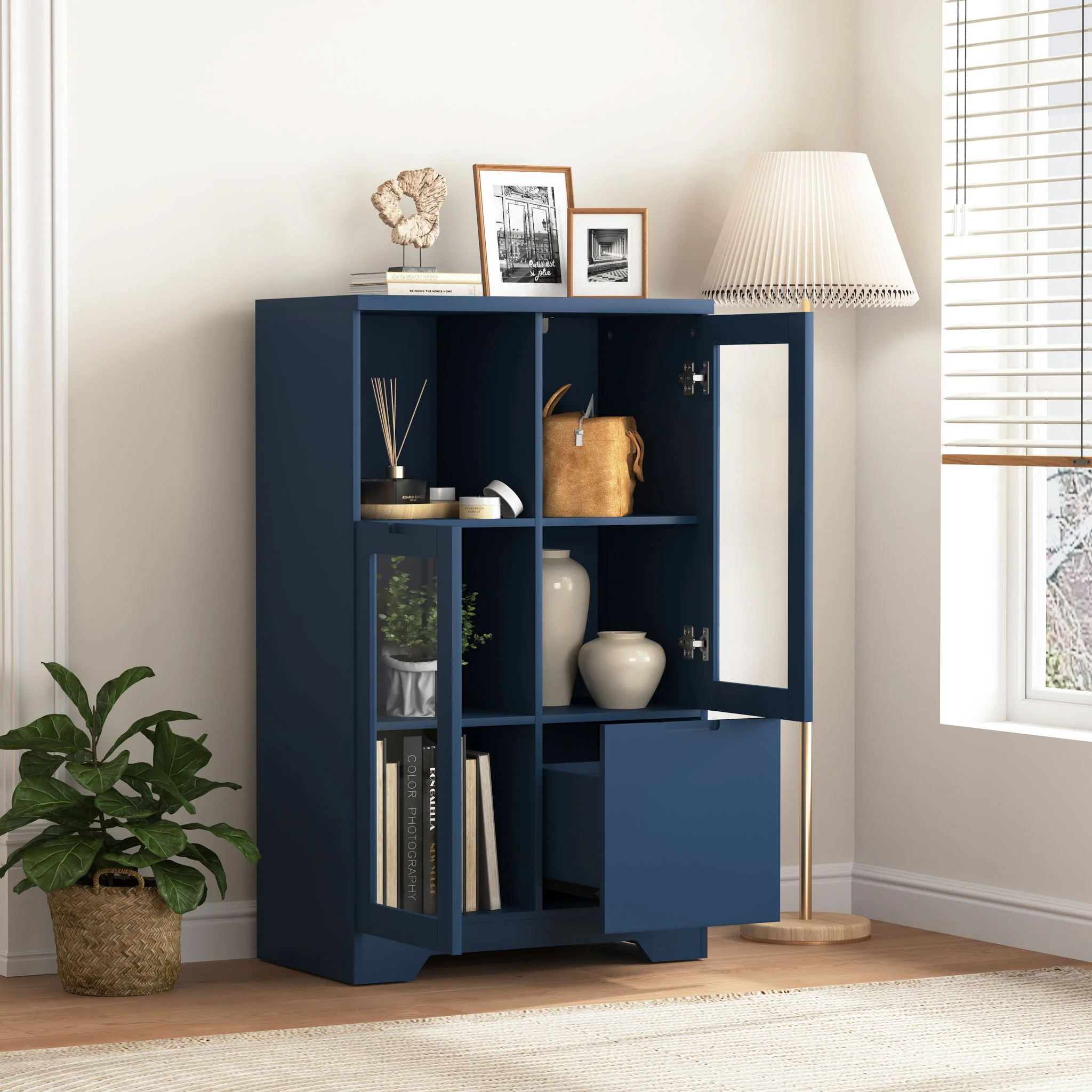 Modern Cabinet With Glass Doors And Drawer - Image 35