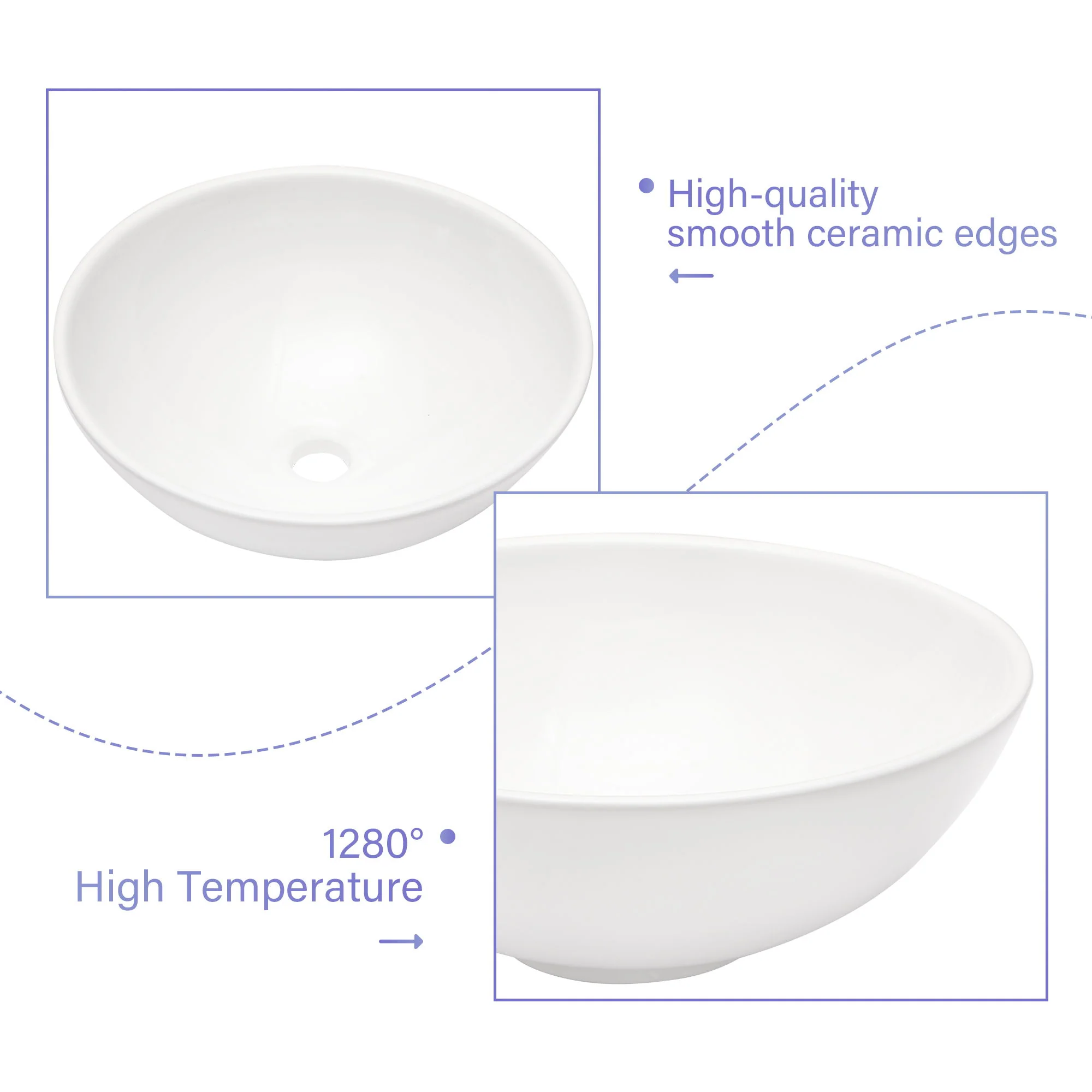 Modern Ceramic Circular Vessel Bathroom Sink - Image 7