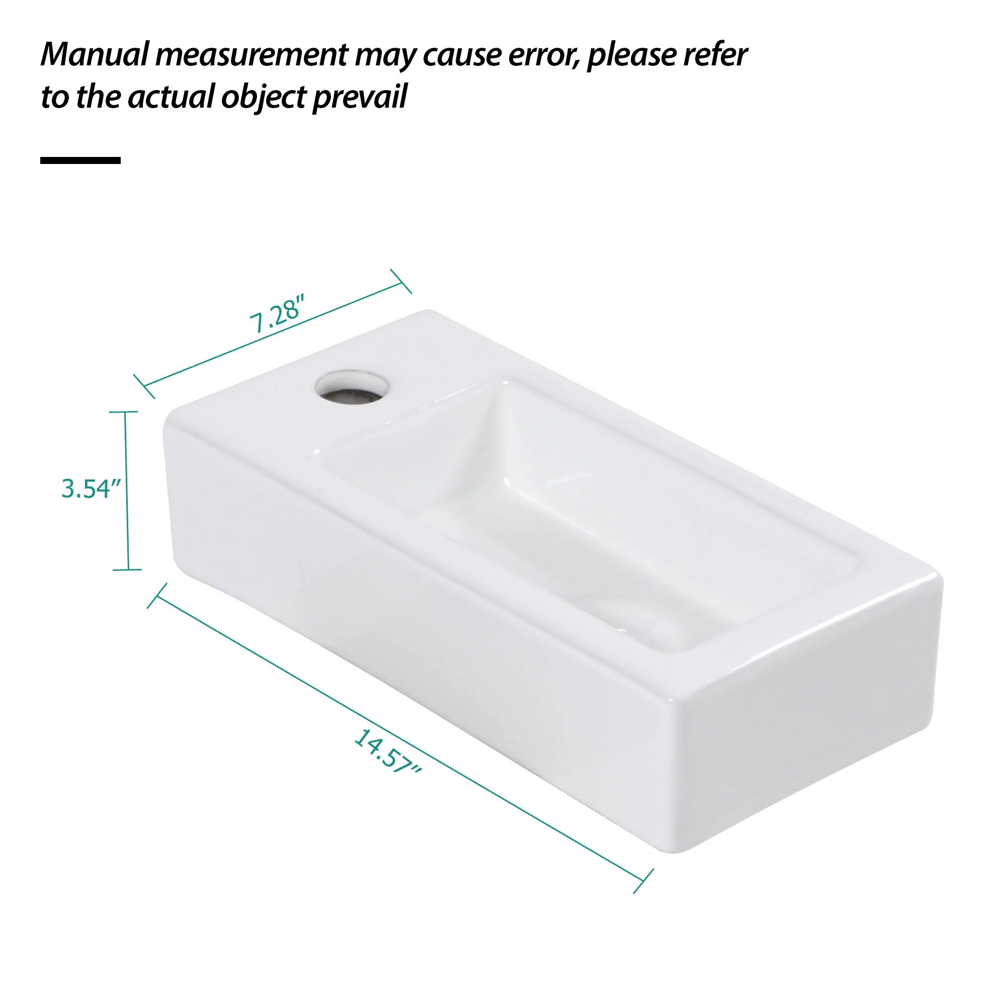 Modern Ceramic Rectangle Wall Mount Bathroom Sink With Single Faucet Hole - Image 12
