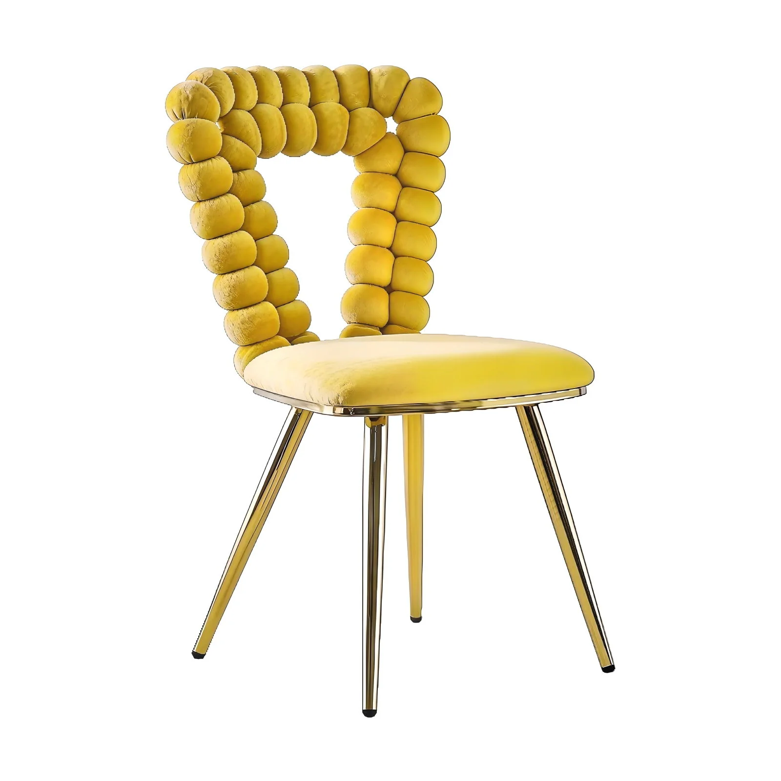 Modern Chair With Iron Tube Legs, Soft Cushions And Comfortable Backrest, Suitable For Dining Room, Living Room, Cafe, Hairball Back - Image 3