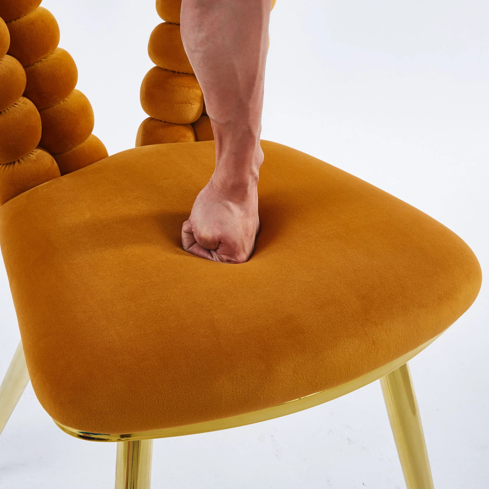 Modern Chair With Iron Tube Legs, Soft Cushions And Comfortable Backrest, Suitable For Dining Room, Living Room, Cafe, Hairball Back - Image 34
