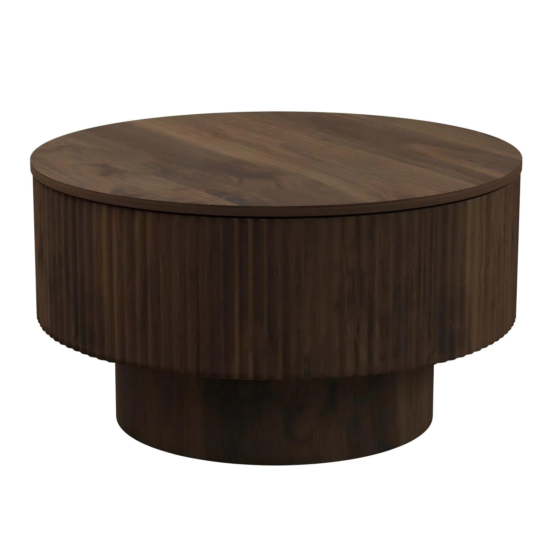 Modern Circular Coffee Table With Stripe Design And Storage Space - Image 2