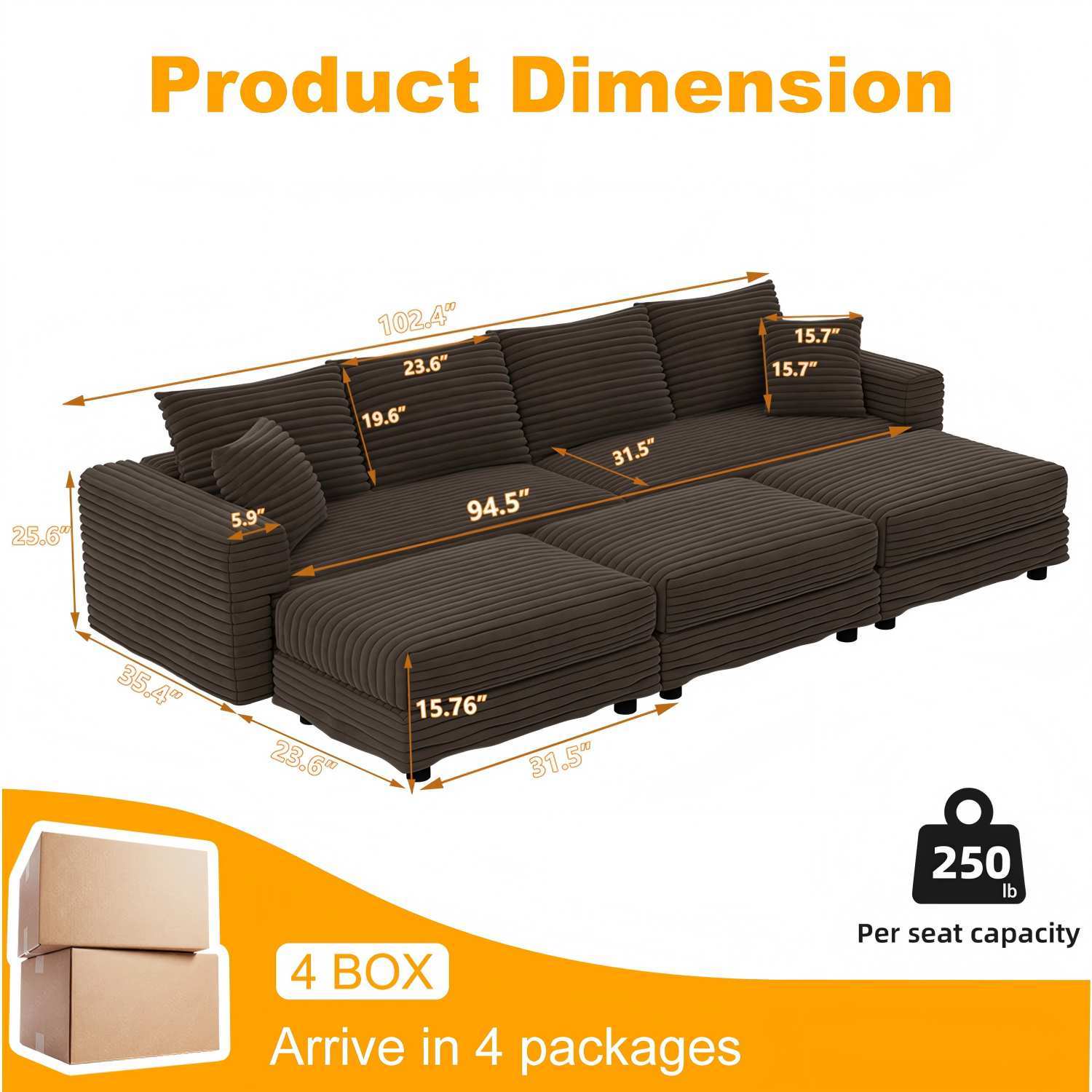 Modern Comfy Upholstered Sofa Cloud Couch & Deep Seat Couches - Image 101