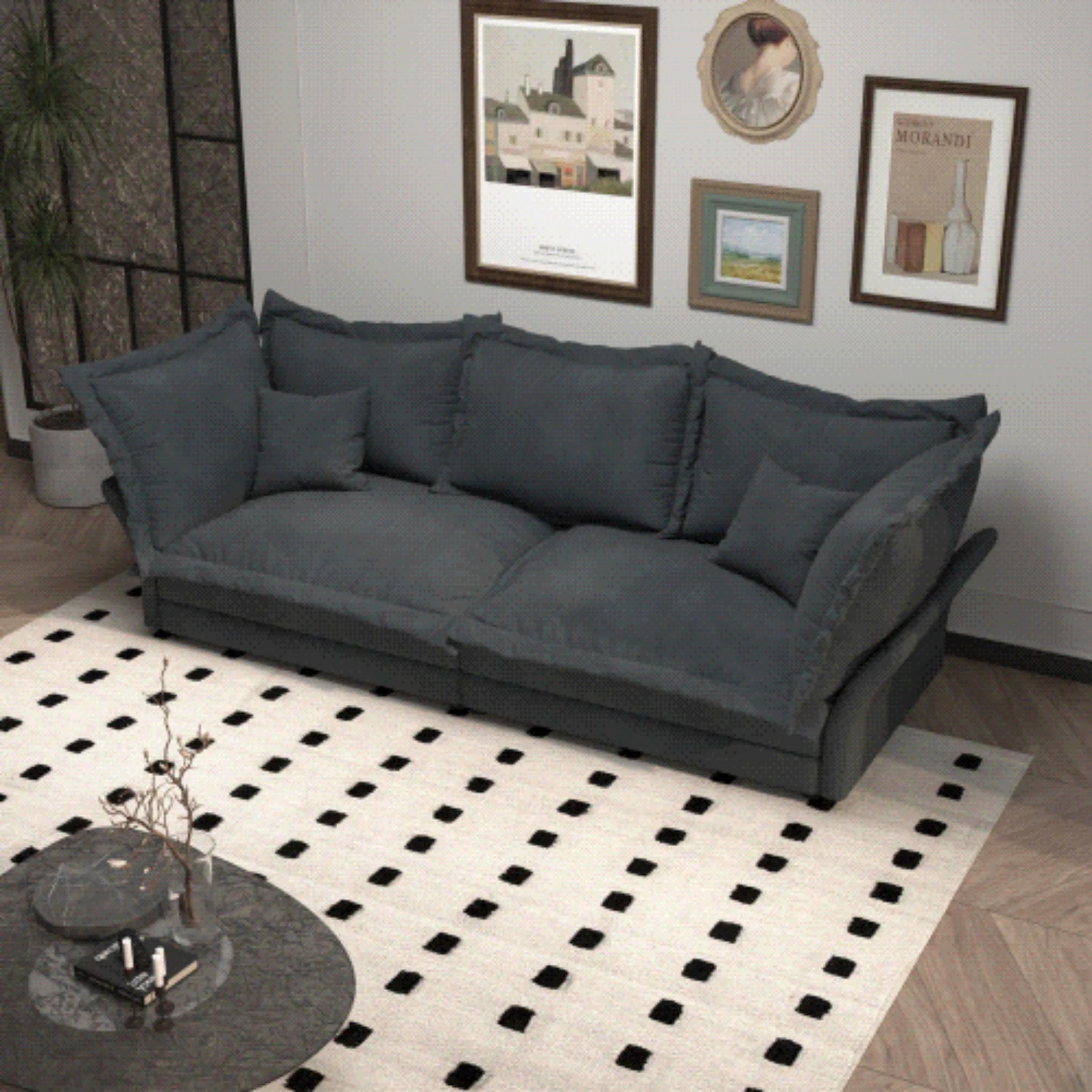 Modern Comfy Upholstered Sofa Cloud Couch, Deep Seat Couches With Multiple Large Soft Pillows - Image 3
