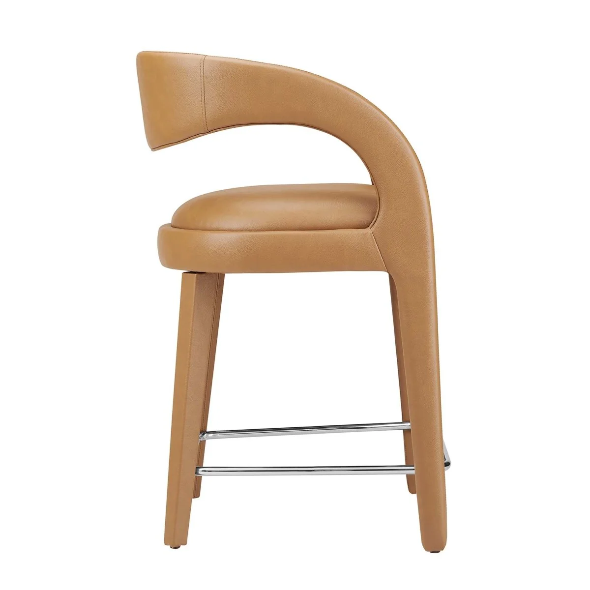 Modern Curved Back Vegan Leather Counter Stool Set of 2 - Image 10
