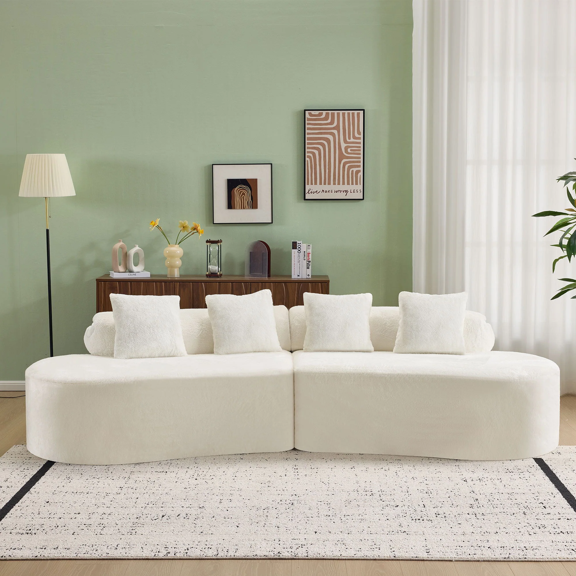 Modern Curved Sofa With Pillows - Image 13